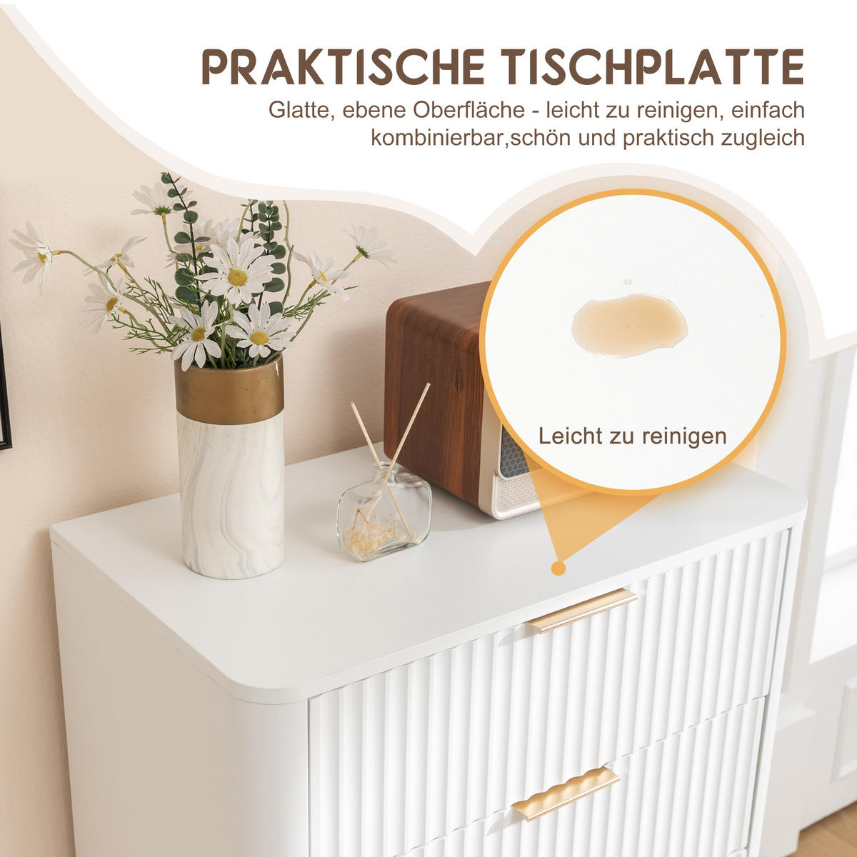 KOMMODE Weiß 70/40/108 cm - Weiß, Holzwerkstoff (70/108/40cm) - PANGIVO