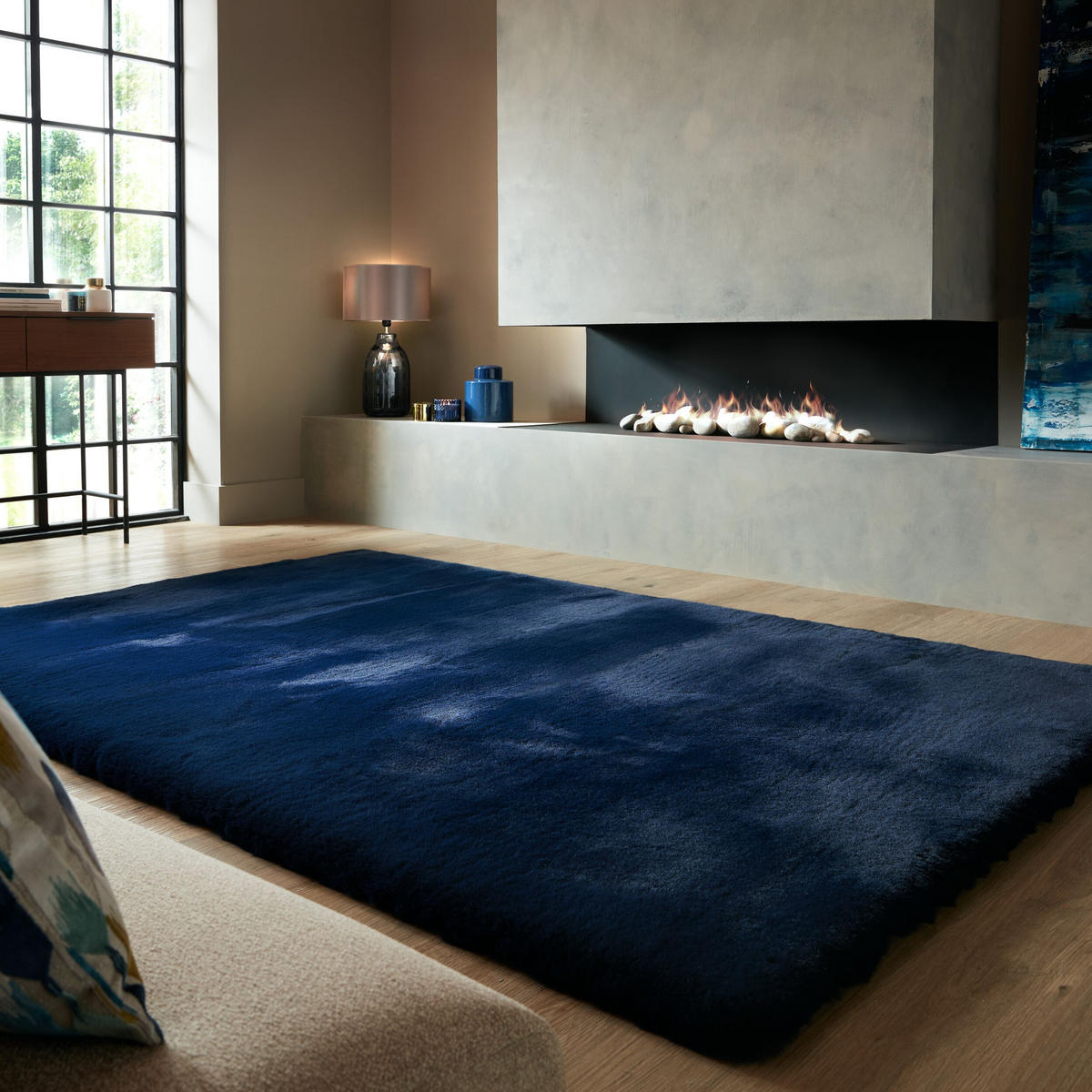 TEPPICH DENE, einfarbig, Blau, 120 x 170 cm - Blau, Textil (120/170cm) - KADIMA DESIGN