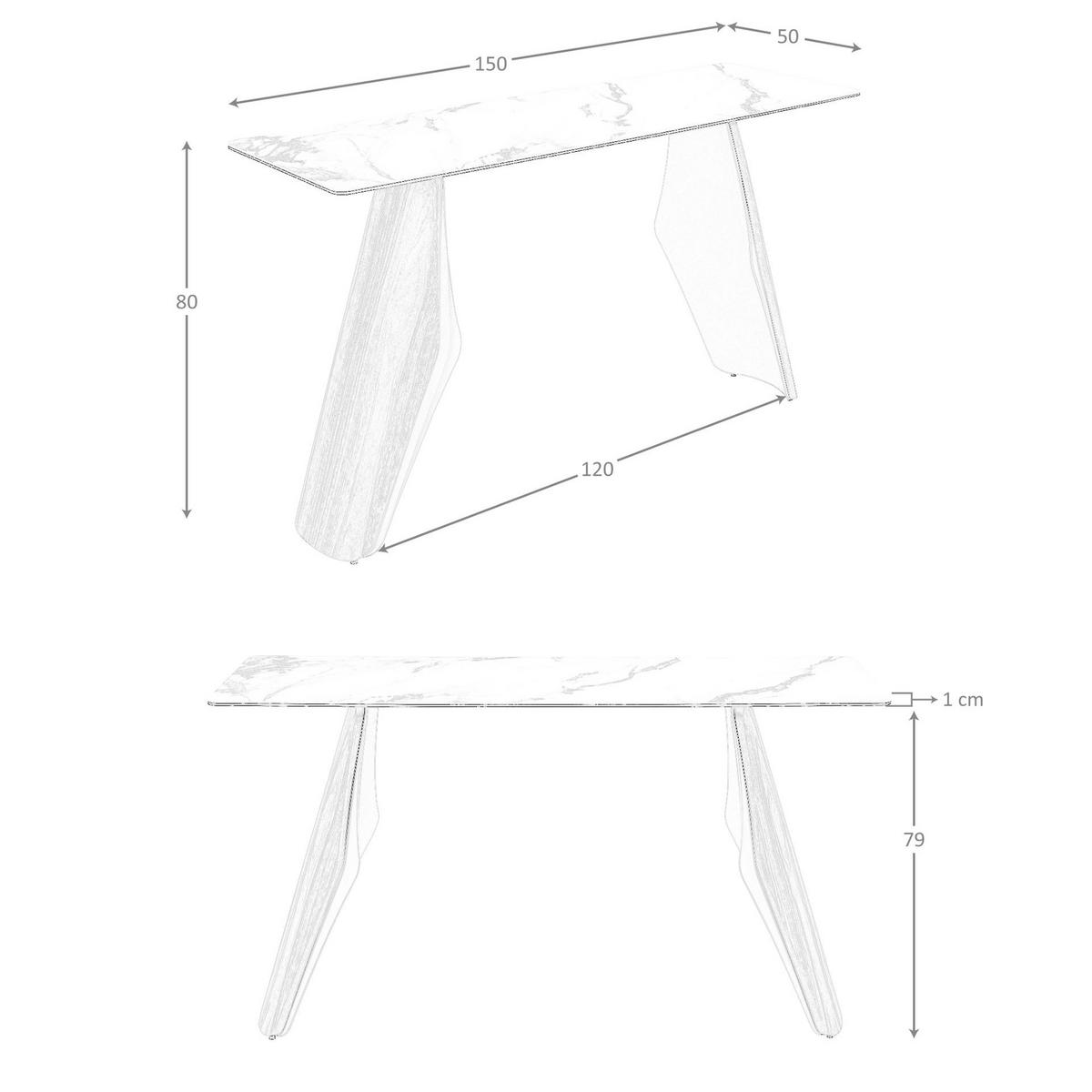 KONSOLENTISCH Rechteckige aus Feinsteinzeug, metallisiertem Sandstahl und Nussbaumholz 150/50/80 cm - Sandfarben/Nussbaumfarben, Keramik/Stein (50/150/80cm) - ANGEL CERDA