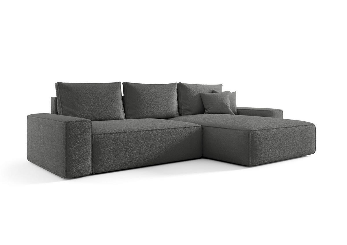 ECKSOFA MONA mit Schlaffunktion QUELLE 92 Rechts - Grau, Textil (280/185cm) - Bedante