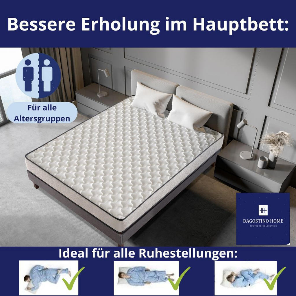 Thumbnail - Dagostino Home Kaltschaummatratze, Weiß, Textil, Mode, H3 + H4, Füllung: Kaltschaum, Rechteckig, 160x190 cm, Oeko-Tex® S...