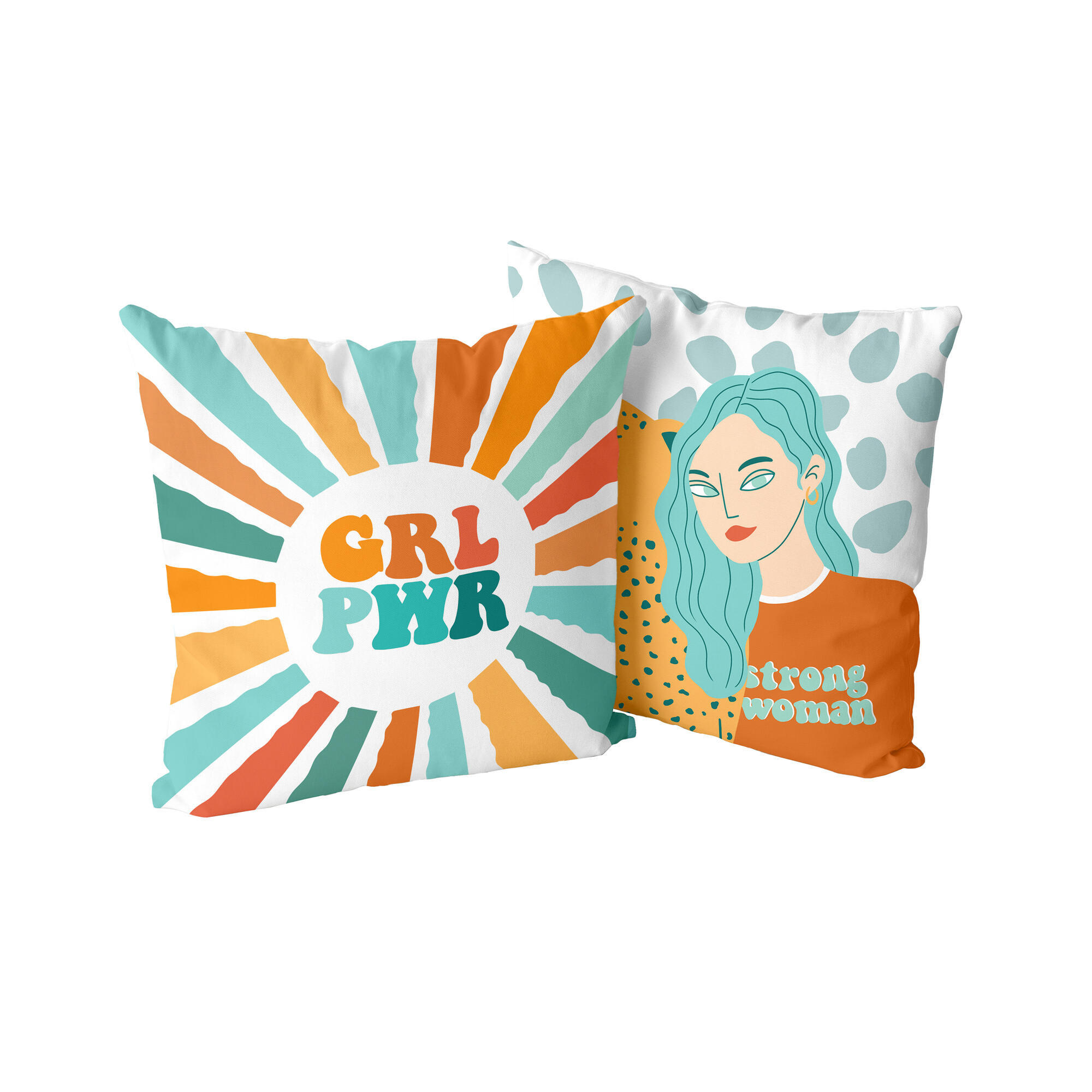 KISSENBEZUG dekorativ girl power 50x50 cm (2er pack) mehrfarbig - Multicolor, Textil (50/50cm) - Happy Friday