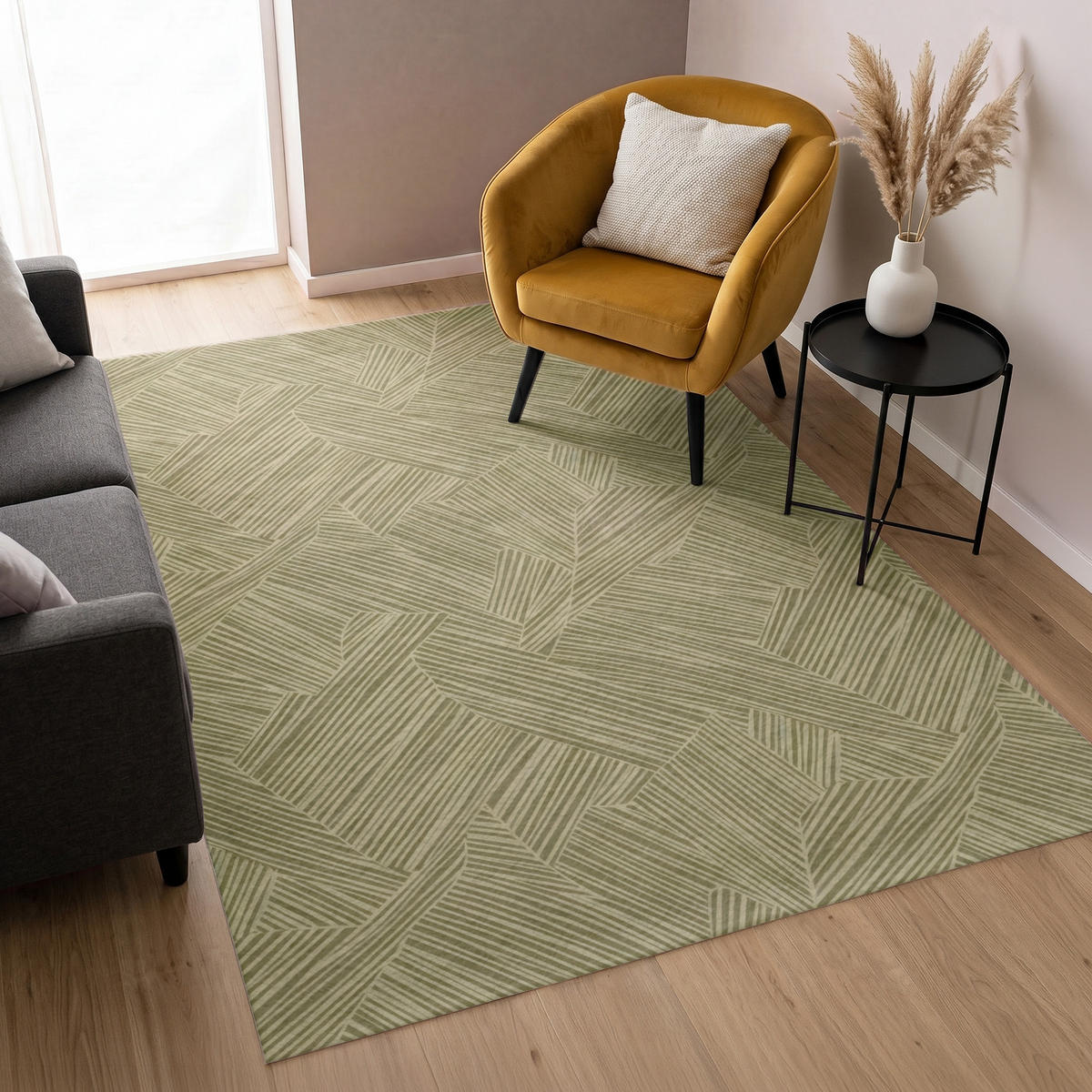 KOBERCE - Abstraktné - Moderné - Zelené - 140x200 cm - olivovozelená, textil/plast (140/0.4cm) - OnlyWow