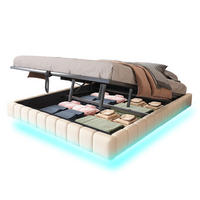 POLSTERBETT 180/200 cm Beige mit Stauraum und LED-Beleuchtung - Beige, Textil (180/200cm) - Flora Grace