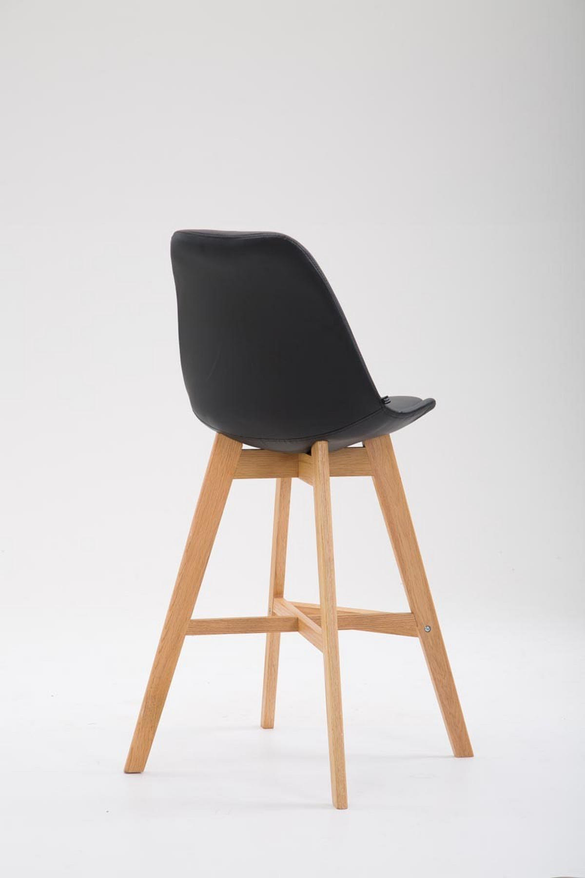 BARHOCKER Cannes Massivholz 112x48x56 cm Schwarz - Schwarz, Leder (48/112/56cm) - furnicato