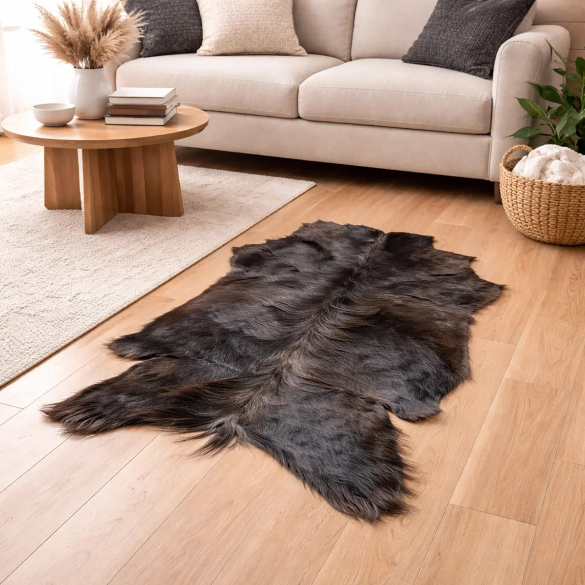 ZIEGENFELL Naturfell weich geruchsneutral Schnäppchen Braun ca. 80 cm - Dunkelbraun/Braun, Fell (48/80cm) - Provellus