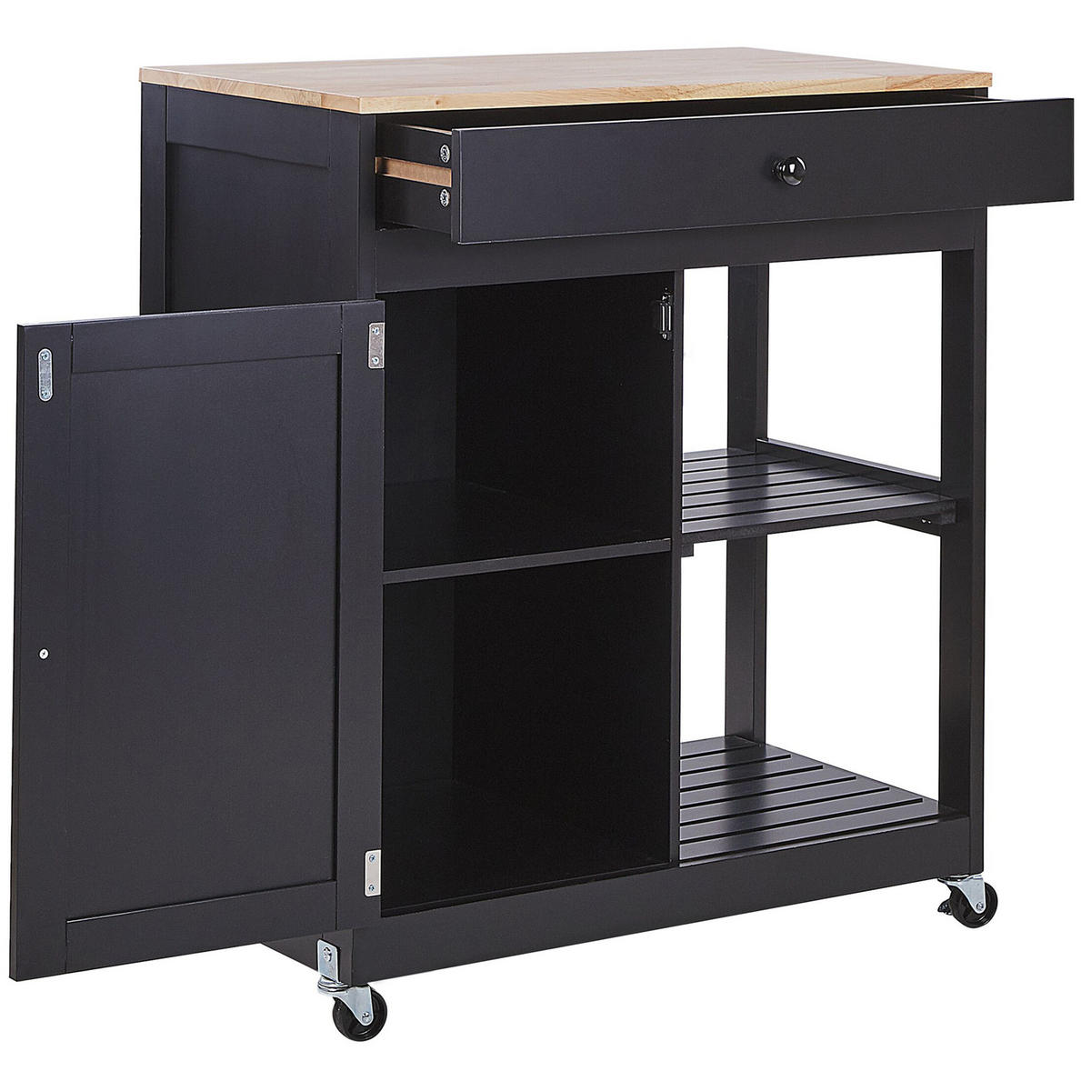 SERVIERWAGEN Schwarz Trapani - Hellbraun/Schwarz, Holzwerkstoff (75/87/44cm) - Beliani