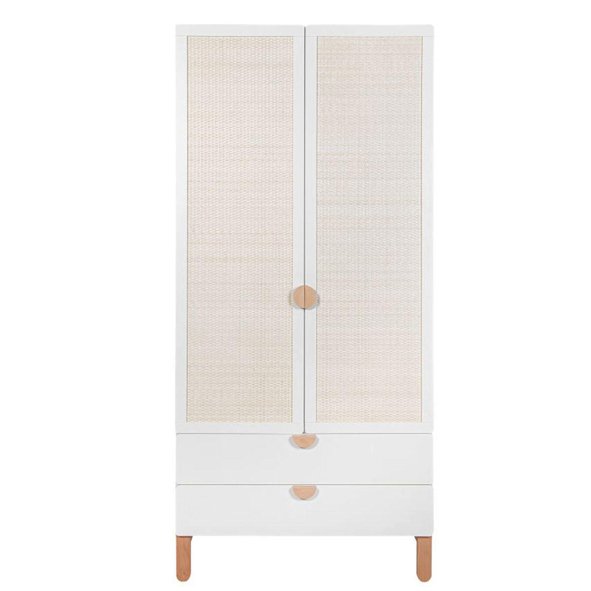 SKRIŇA 2 dvere Laurie Biela a drevo - biela, kompozitné drevo (89.5/198/50cm) - Petits-meubles