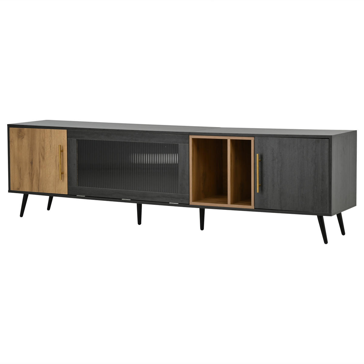 TV-ELEMENT 200/40/55.5 cm Grau mit 3 Türen - Grau, Holz (200/55.5/40cm) - Oxeza