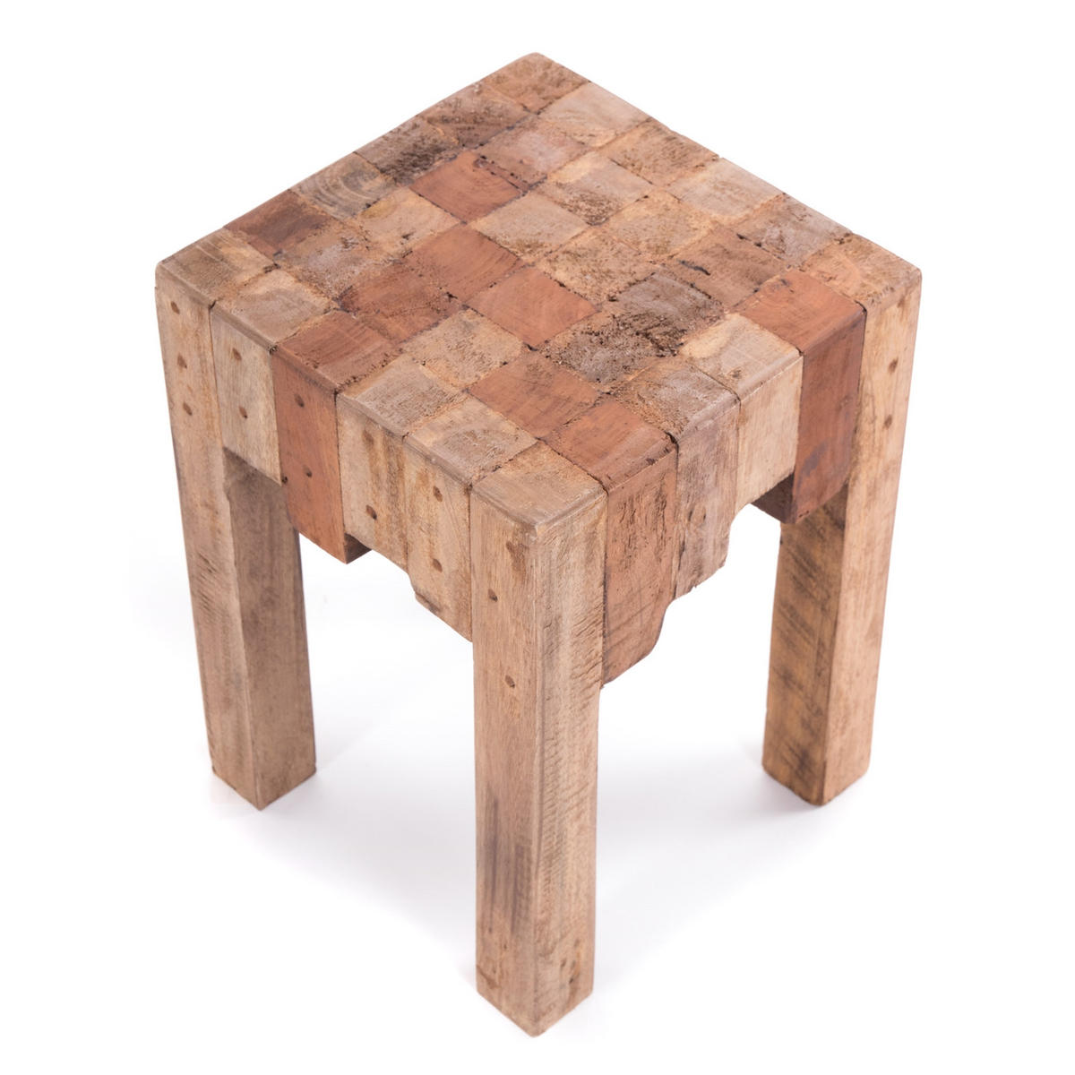 HOCKER NATURA Recyclingholz massiv 01 natur-vintage - Naturfarben, Holz (30/40/30cm) - DESIGN DELIGHTS