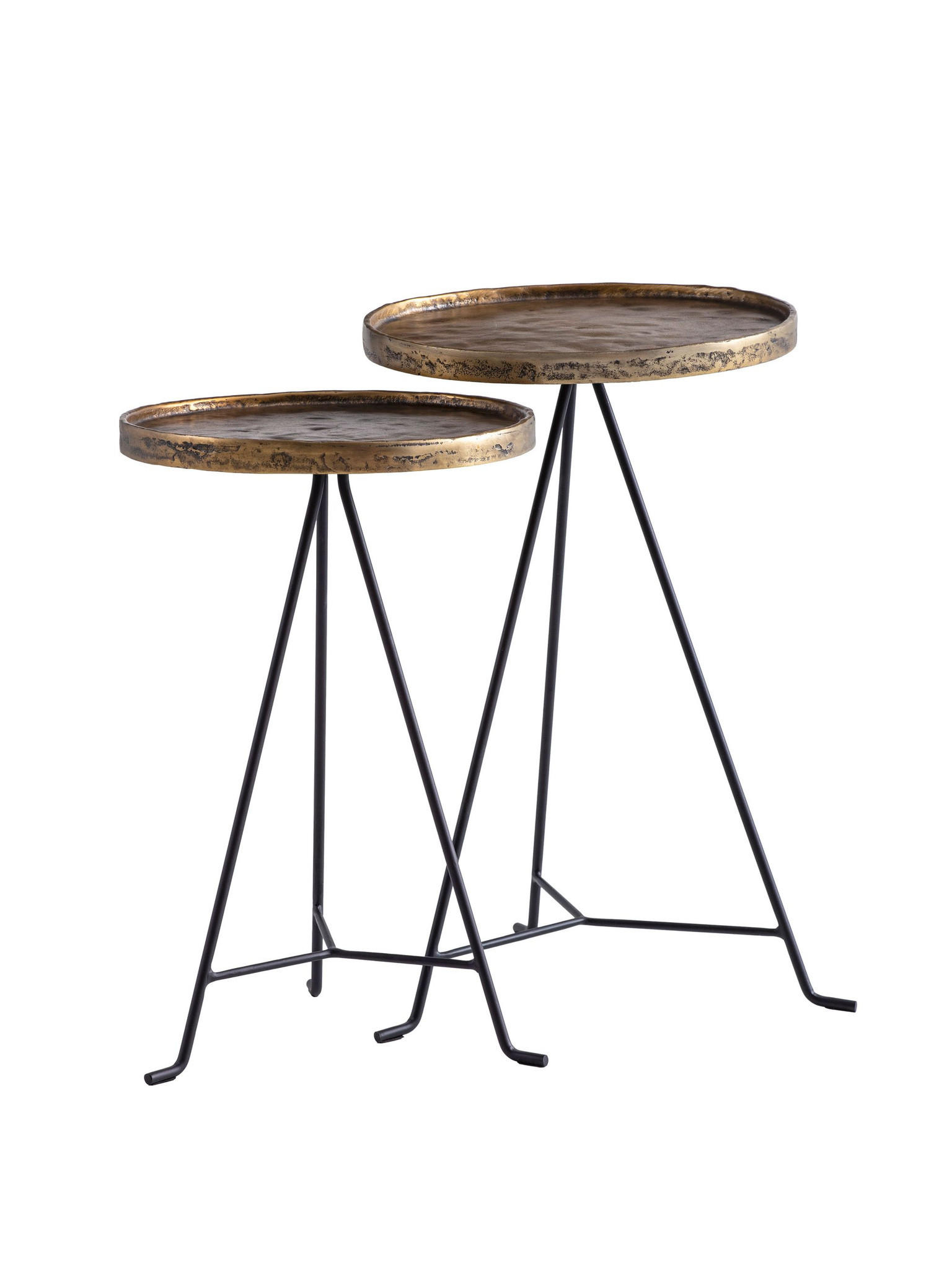 Beistelltische 2er-Set Aluminium Schwarz-Gold Ø 38x62,5 cm   Kadima