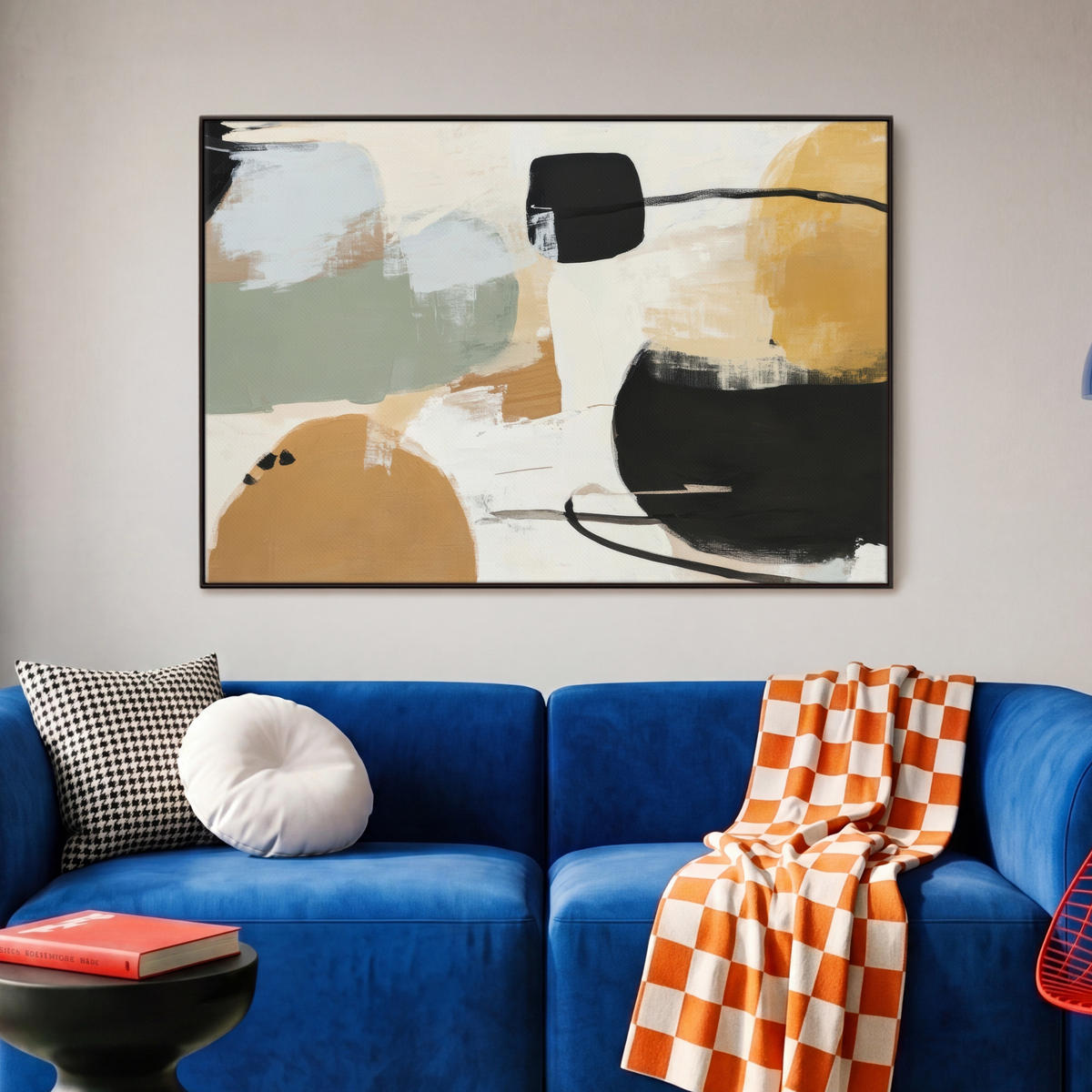 LEINWAND Bilder mit Rahmen - Farbe - Abstrakt - Farben - 90x60 - Currygelb, Textil (90/60cm) - MuchoWow