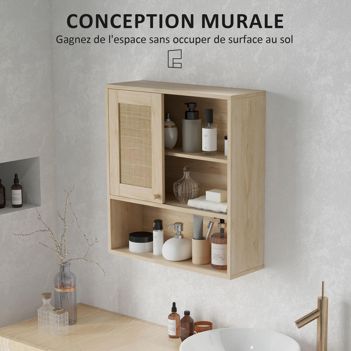 HÄNGESCHRANK Naturholz 1 Stück - Beige, Kunststoff (60/65/19.8cm) - GiPP