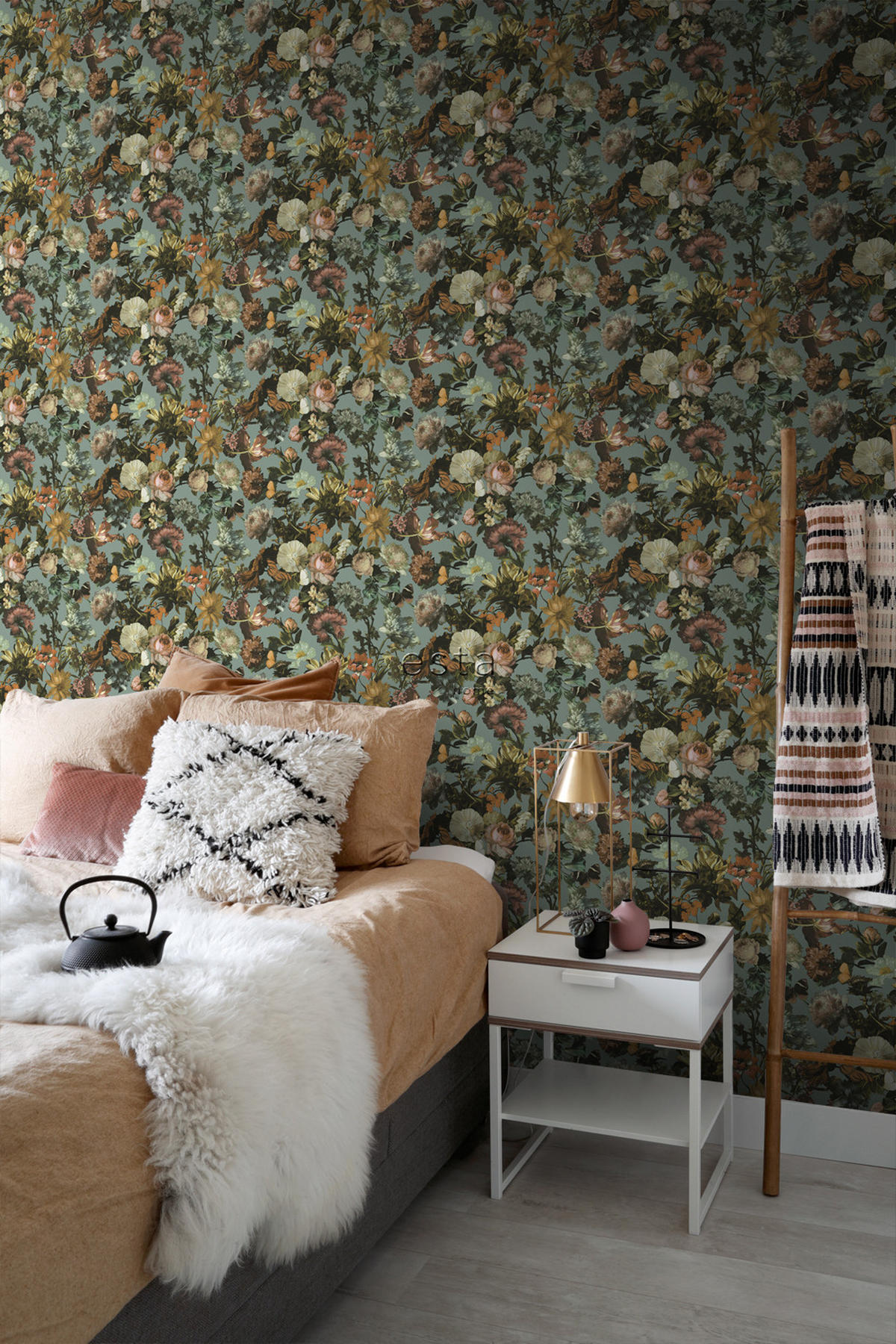 TAPETE Blumen 53 cm x 10.05 m - Blau, Papier (53/1000cm) - ESTAhome