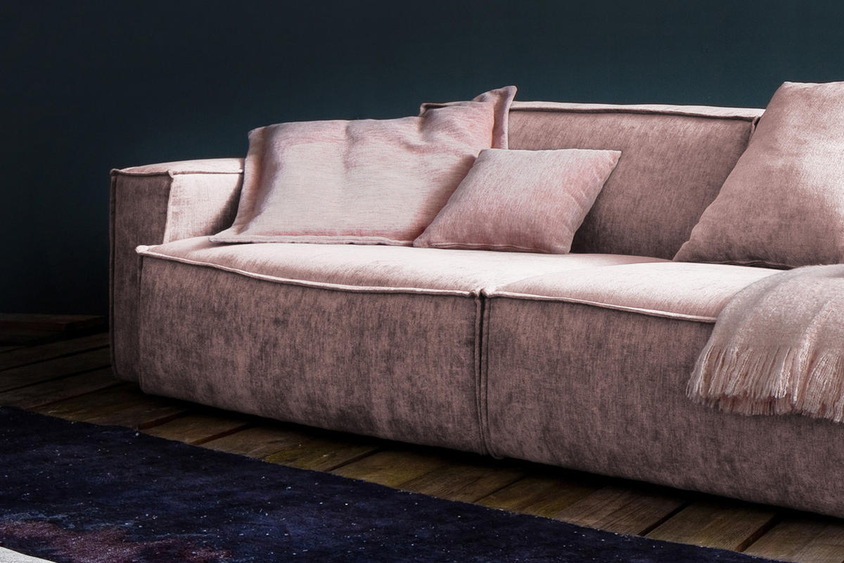 RIESENSOFA SAMU Pink Webstoff - Pink/Schwarz, Textil (418/72/106cm) - KAWOLA