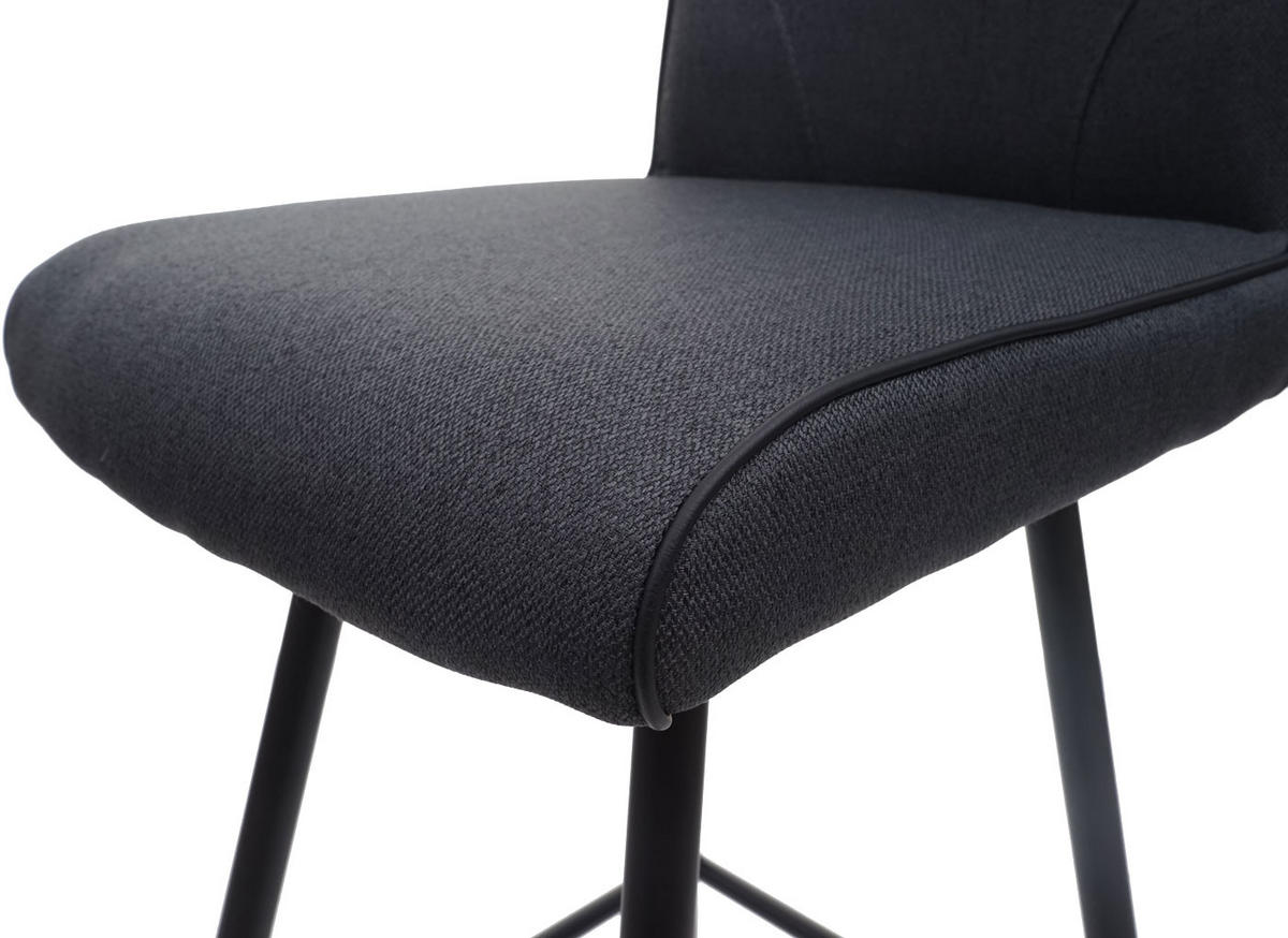 BARHOCKER mit Lehne Sitzhöhe 75cm Fußablage Stahl Stoff/Textil Dunkelgrau - Dunkelgrau, Textil/Metall (41/111/51cm) - PROREGAL
