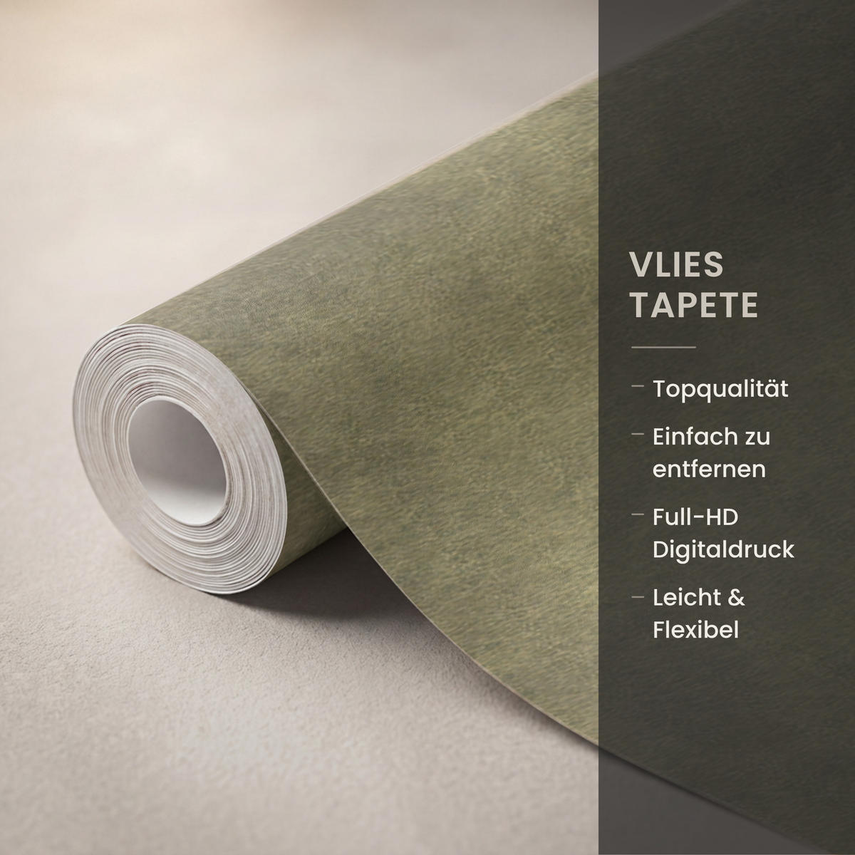 TAPETE - Textur - Abstrakt - Grün - 450x280 cm - Olivgrün, Papier (450/280cm) - OnlyWow