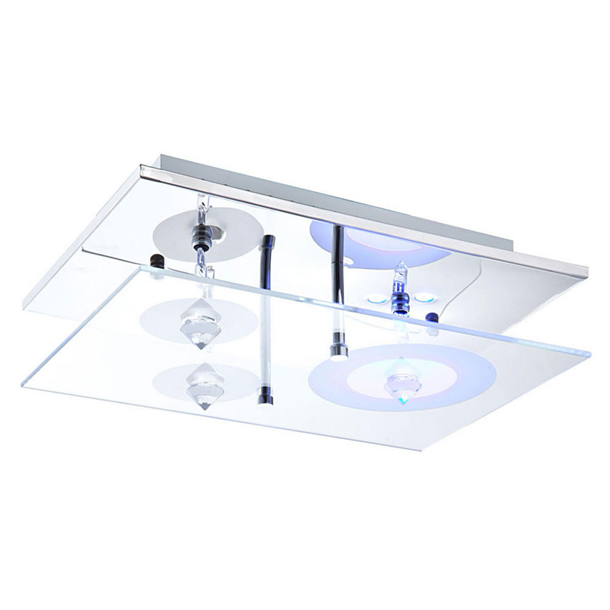 LED DECKENLEUCHTE Metall Silber mit RGB Farbwechsler - Silberfarben, Glas (30/20/10cm) - Globo Lighting