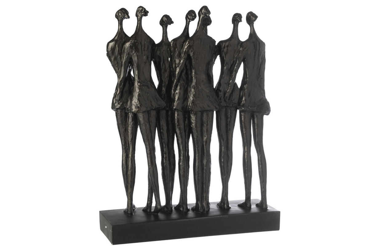 FIGUR AUF FUß 8 MENSCHEN Schwarz - Schwarz, Glas/Naturmaterialien (16/64/49cm) - J-Line