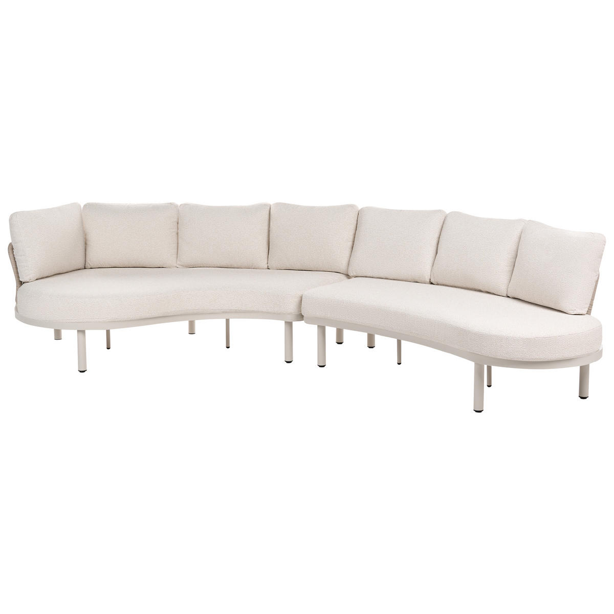 GARTENSOFA 6-Sitzer mit Tischen Metall Hellbeige Oriolo - Beige, Metall (352/84/120cm) - Beliani