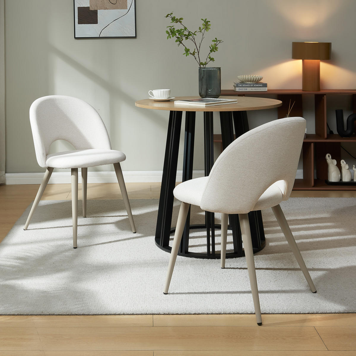 ESSZIMMERSTUHL-SET 4 TLG. Karijoki - Beige, Textil/Metall (50/77/55cm) - [en.casa]