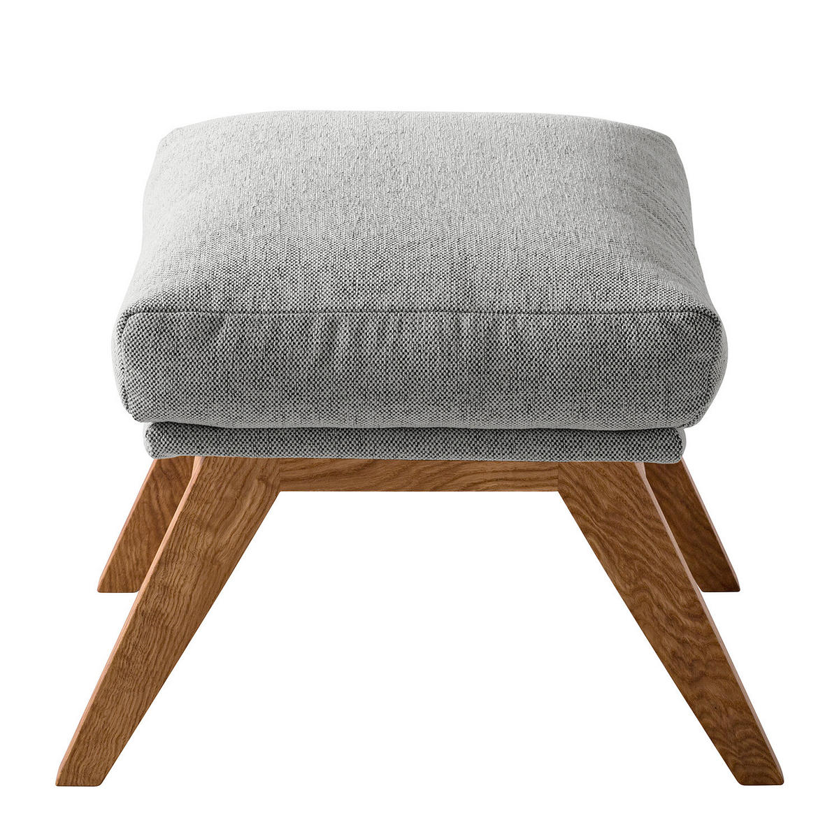 POLSTERHOCKER mit Holzfüßen - Eichefarben/Hellgrau, Eichenholz/Textil (51/37/41cm) - home24