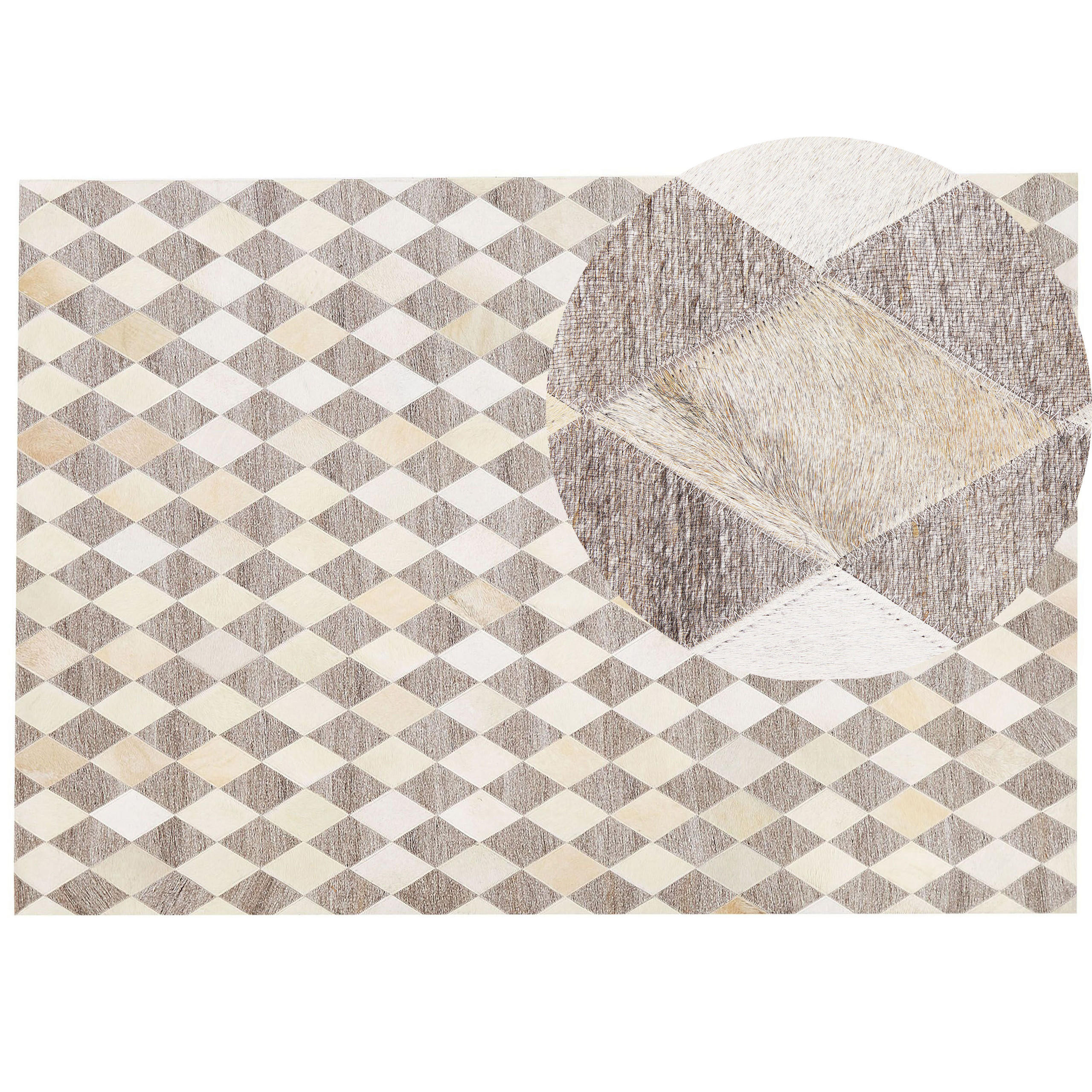 PATCHWORK-TEPPICH Seslice 230/160 cm - Beige, Fell (160/230cm) - Beliani