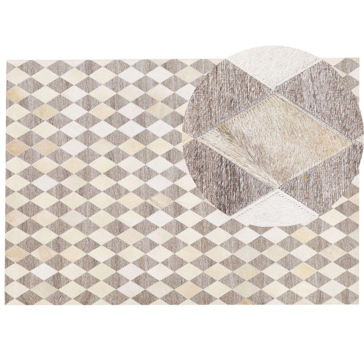 PATCHWORK-TEPPICH Seslice 230/160 cm - Beige, Fell (160/230cm) - Beliani