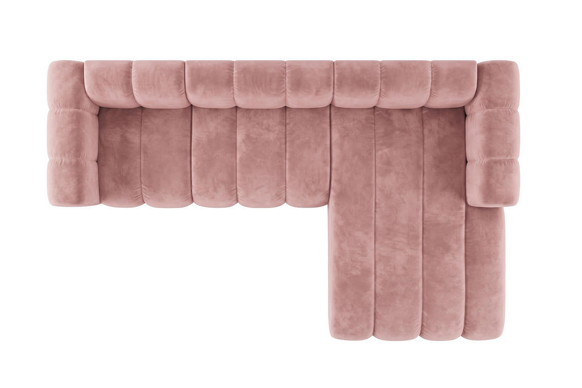 ECKSOFA Modulares In L-Form, Velvet-Stoff Riviera, Hellrosa, Rechts, GRAND 287 cm - Hellrosa, Holz (287/179cm) - Kaiser Möbel