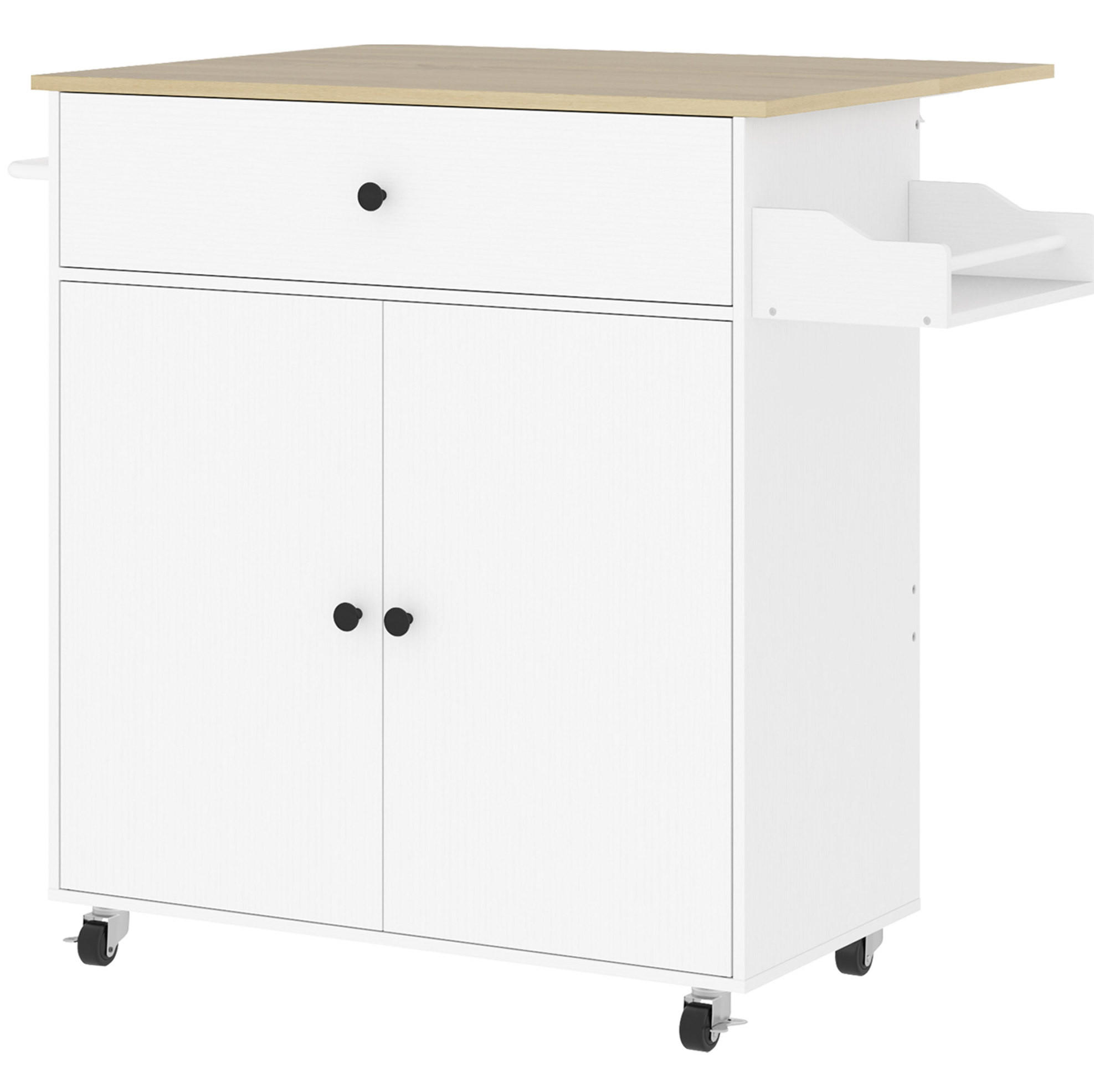 KÜCHENINSEL 106/42/87 cm aus MDF mit klappbarer Arbeitsplatte Weiß - Weiß, Holzwerkstoff (106/87/42cm) - Modenvie