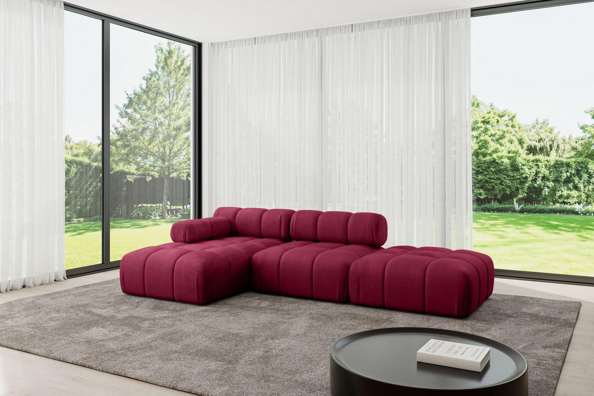 ECKSOFA modulares Sofa Lizur-L1 - 285x160x70 cm Bordeauxrot Velours - Bordeaux, Holzwerkstoff/Textil (285/160cm) - ALTDECOR