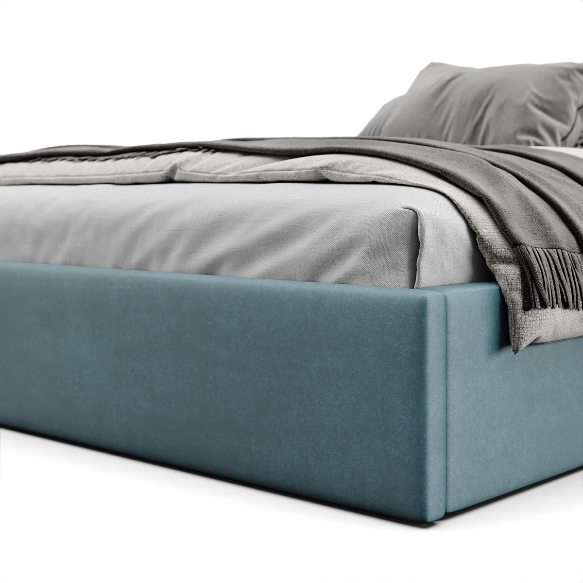 POLSTERBETT 140x200cm Bett mit Stauraum Lattenrost Meerfarbe - Blau, Holz/Holzwerkstoff (140/200cm) - Muralo