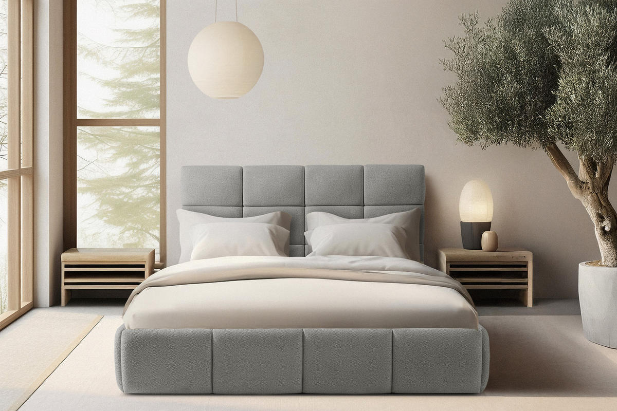 POLSTERBETT ALTOS Bouclé, grau - Grau, Holz/Holzwerkstoff (140/200cm) - KONSIMO®