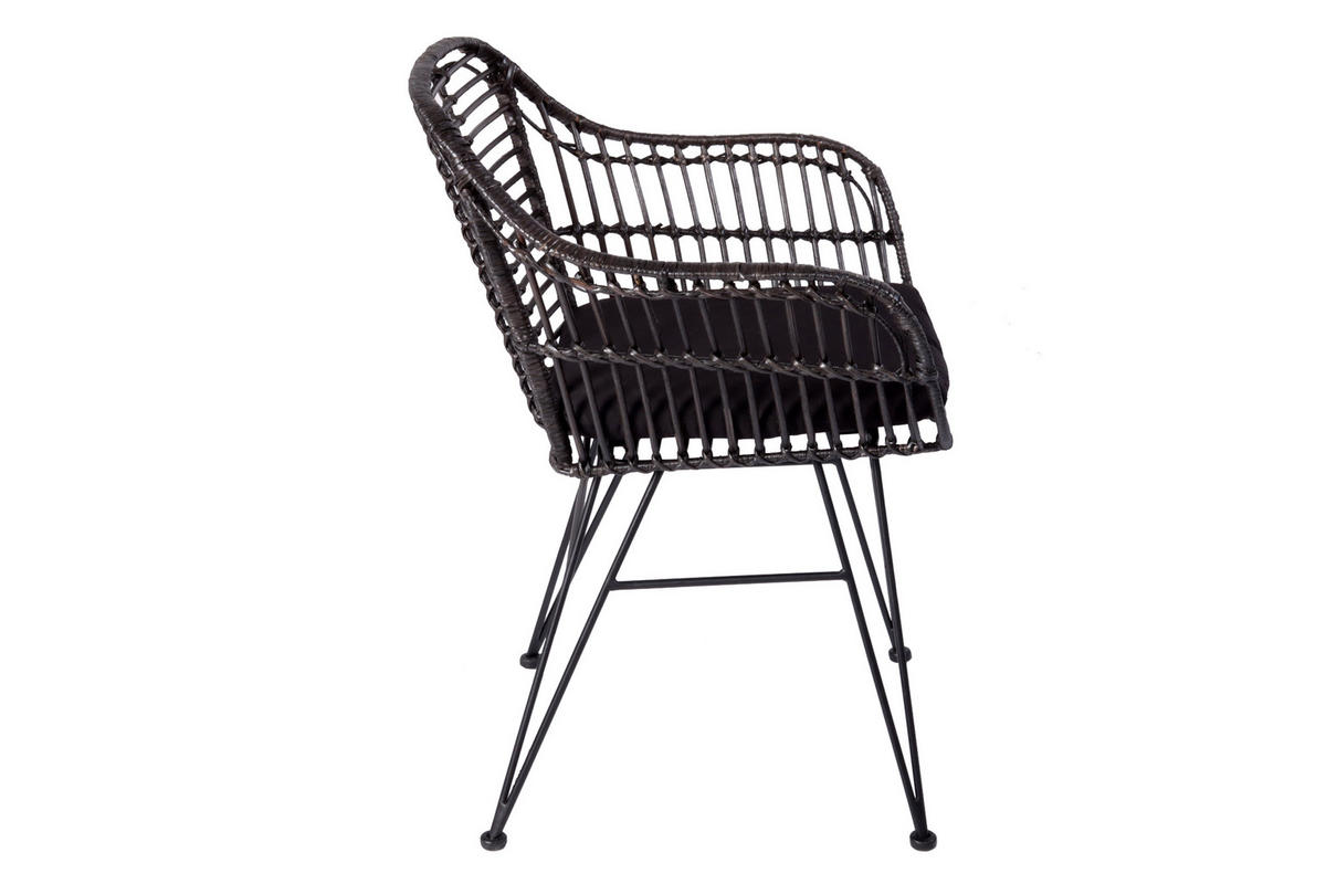 ESSZIMMERSTUHL ANTALYA - Schwarz, Naturmaterialien/Metall (43/82/40cm) - SAM