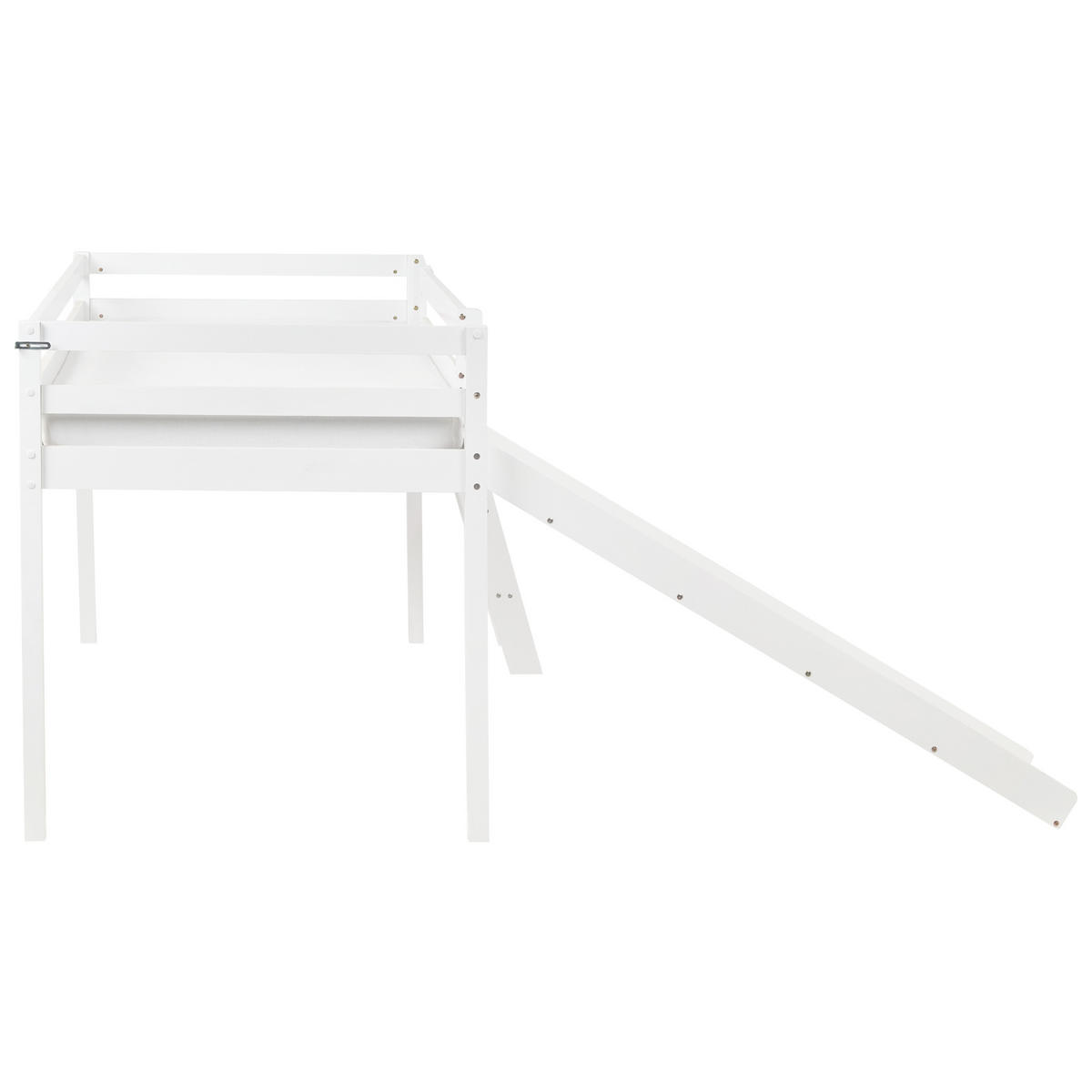 PAT SEMIÎNALT lemn de pin 90/200 cm cu tobogan alb Staple - alb, lemn (227/110/208cm) - Beliani