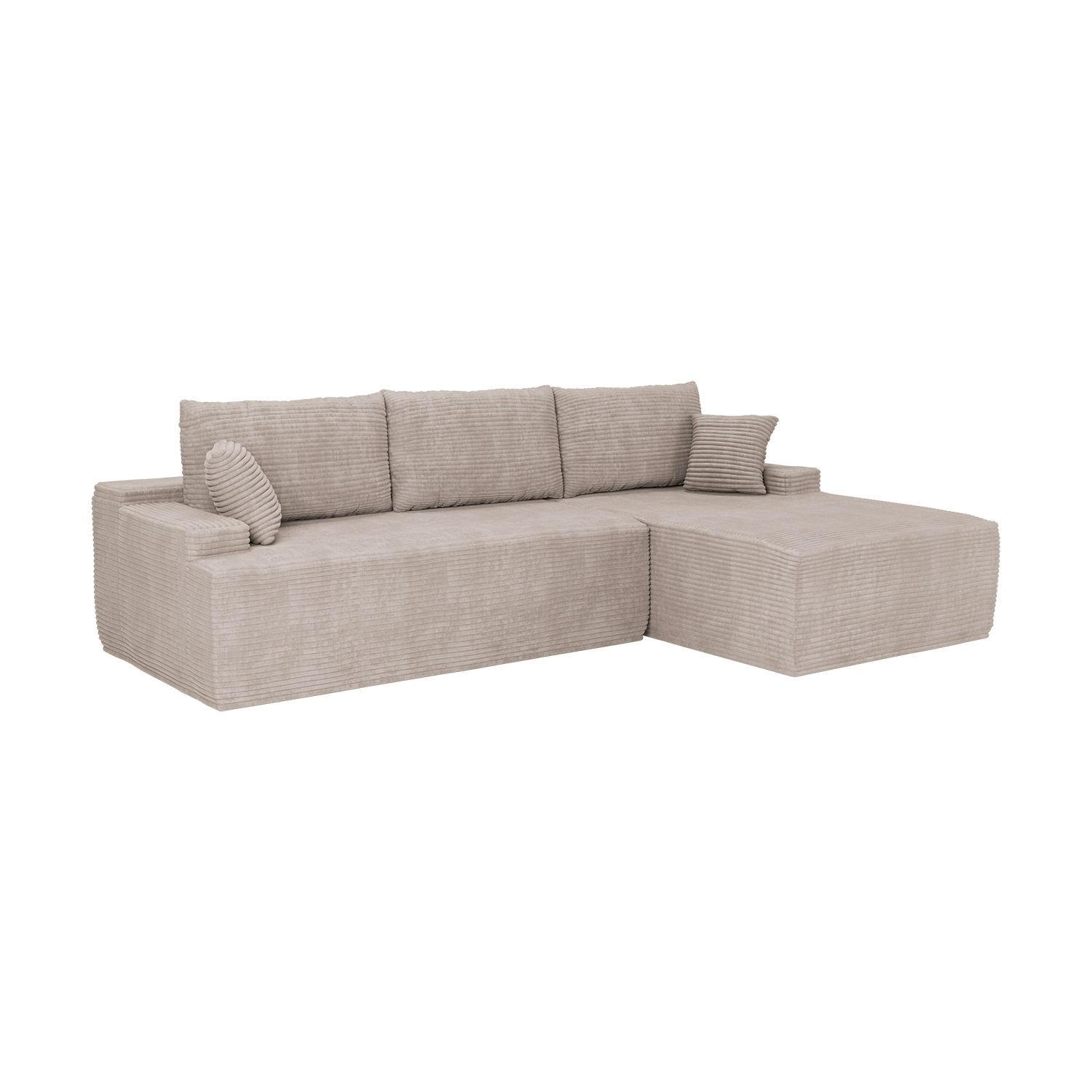 SOFA Coredo taupe Cord - Taupe, Textil (250/155cm) - Juskys