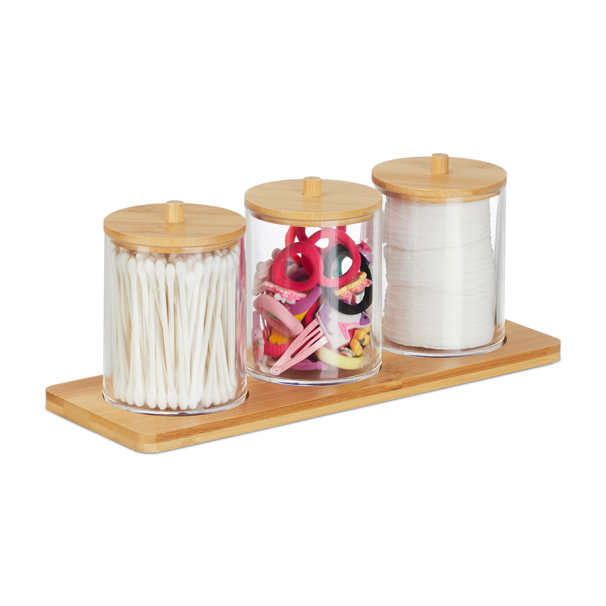 WATTESTÄBCHENBEHÄLTER - Multicolor, Holz/Kunststoff (27/11/9.5cm) - Relaxdays