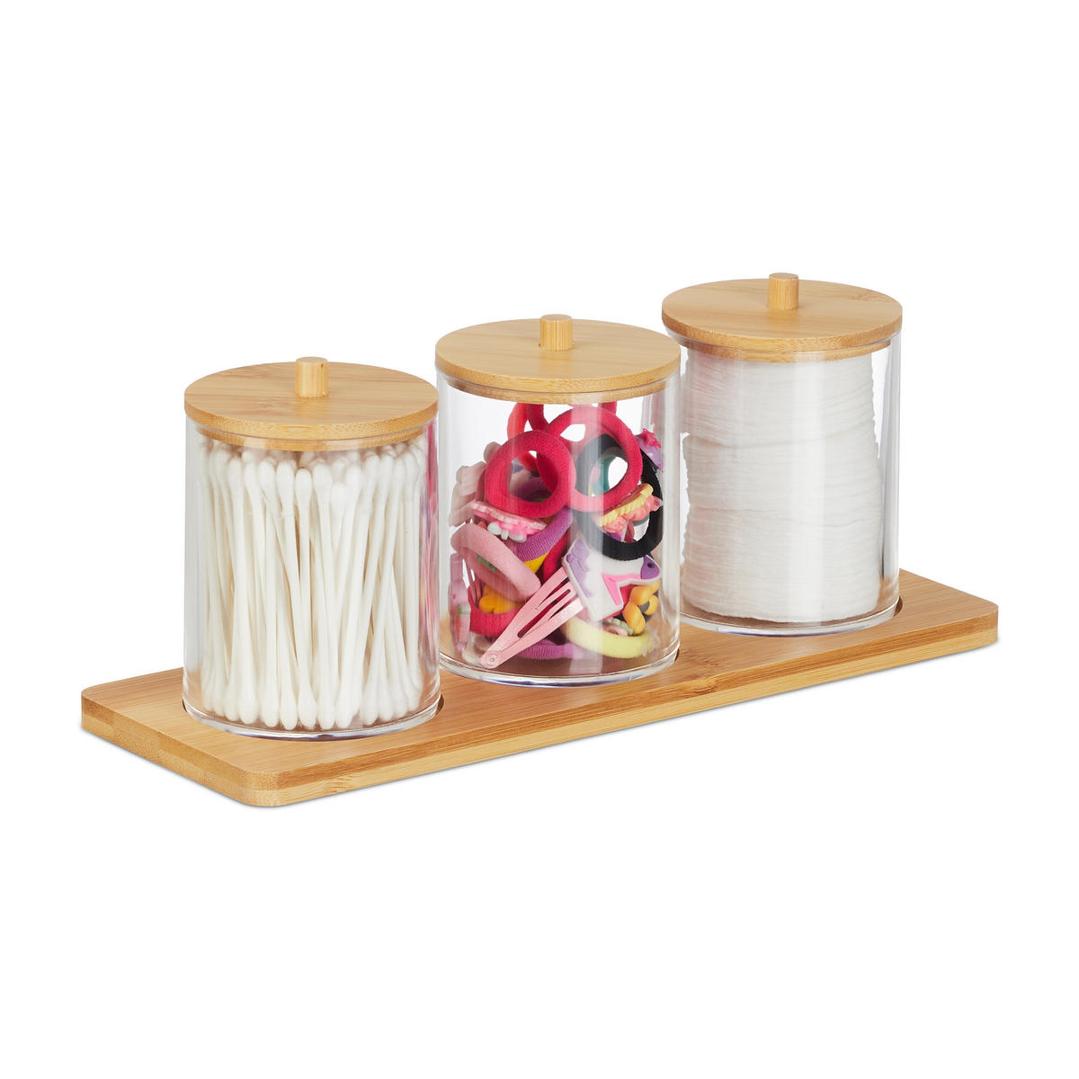 WATTESTÄBCHENBEHÄLTER - Multicolor, Holz/Kunststoff (27/11/9.5cm) - Relaxdays