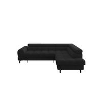 ECKSOFA mit Schlaffunktion Ottomane Rechts LUMA-L 272x203x70 Schwarz Velours - Schwarz, Holzwerkstoff/Kunststoff (203/272cm) - ALTDECOR