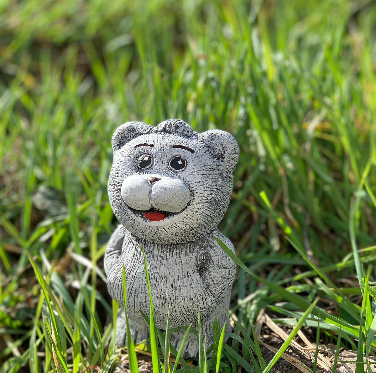 STEINFIGUR Glücksbär Bob frostfest Steinguss - Grau, Stein (9/15/8cm) - stoneandstyle