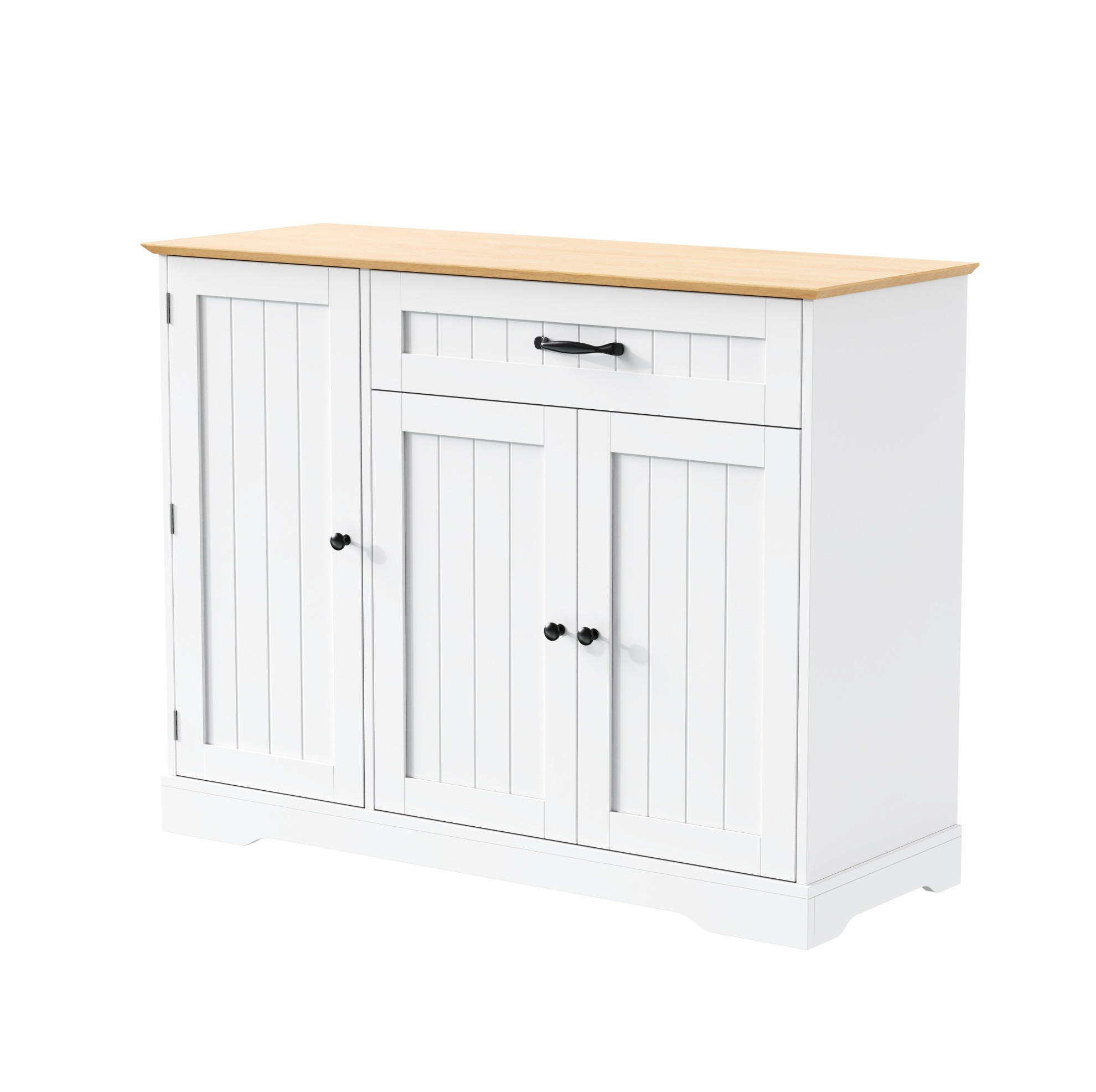 Modfu KOMODA z MDF 107x40x84 cm bílá v dekoru přírodního dřeva se 3 dvířky a zásuvkou, s nastavitelnými policemi