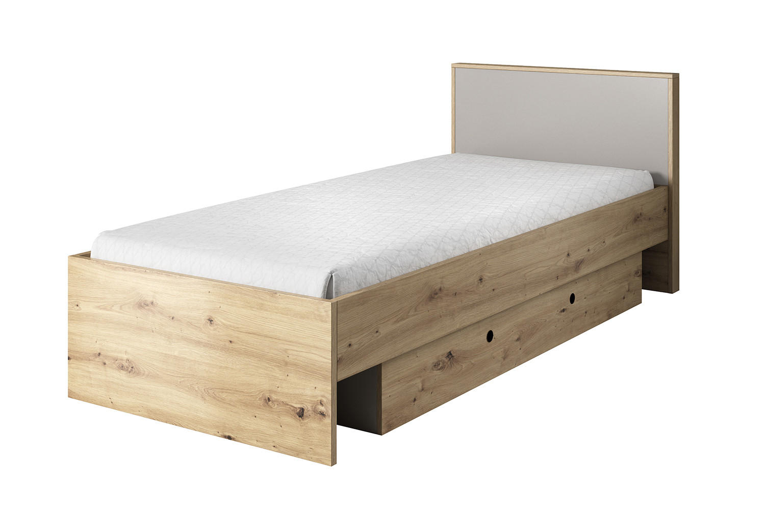 BETT Kuki Bernstein Eiche / Platingrau 99 / 204 / 86 cm - Braun, Holz/Holzwerkstoff (90/200cm) - Feldmann-Wohnen