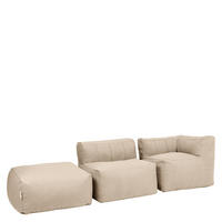SITZSACK-SOFA Outdoor 3-tlg.: Ecksessel, Sessel, Fußstütze - Beige, Textil (195/68/100cm) - icon