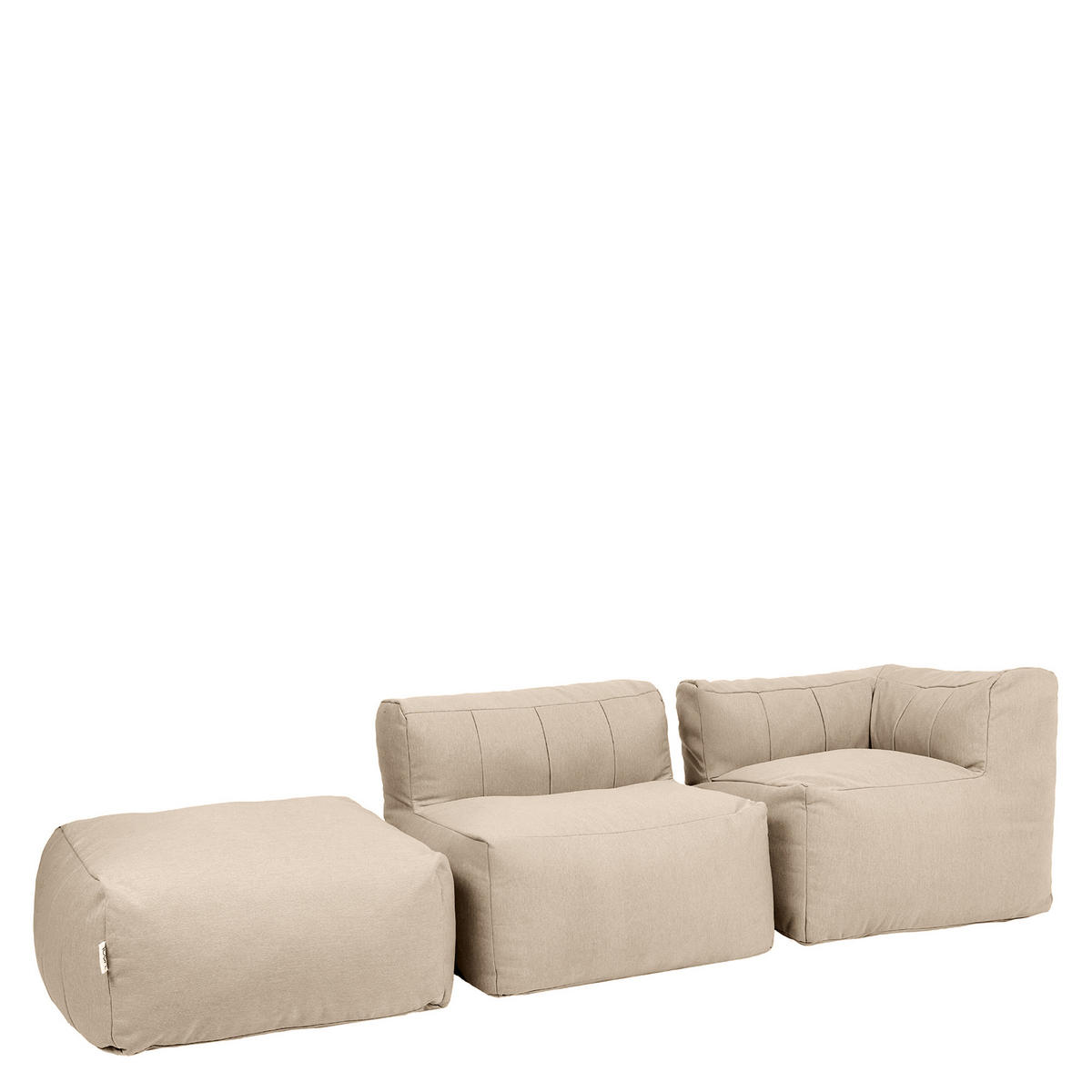 SITZSACK-SOFA Outdoor 3-tlg.: Ecksessel, Sessel, Fußstütze - Beige, Textil (195/68/100cm) - icon