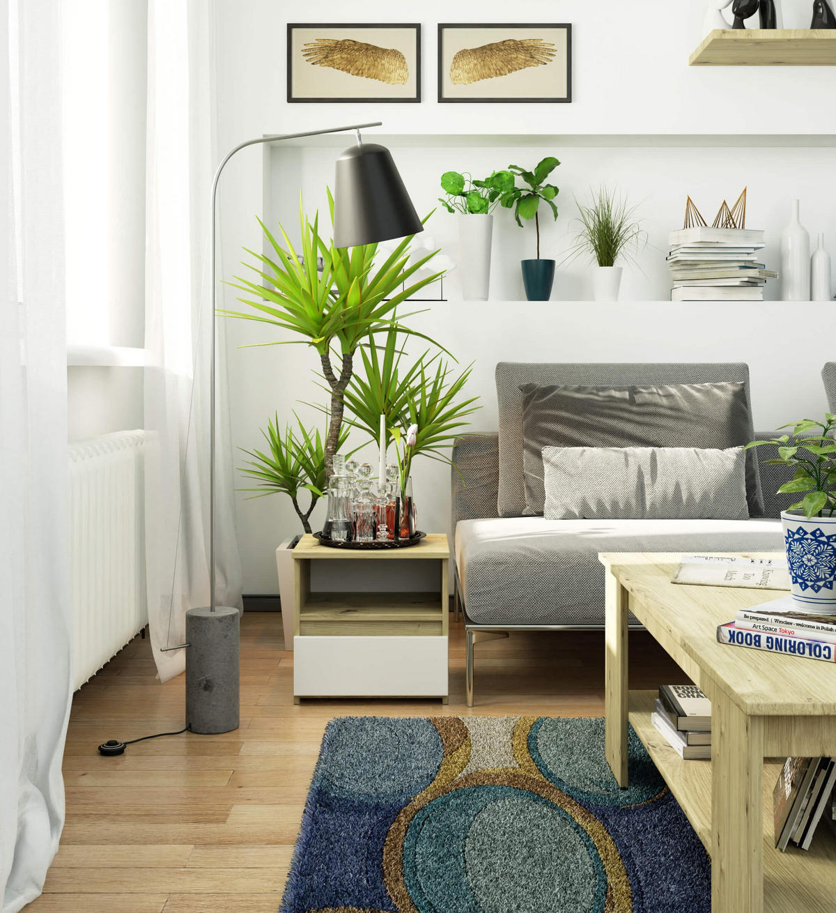 NACHTTISCH Eiche Artisan, Weiß 40/40/35 - Eiche Artisan/Weiß, Holzwerkstoff (40/40/35cm) - RAUMHIRSCH FURNITURE