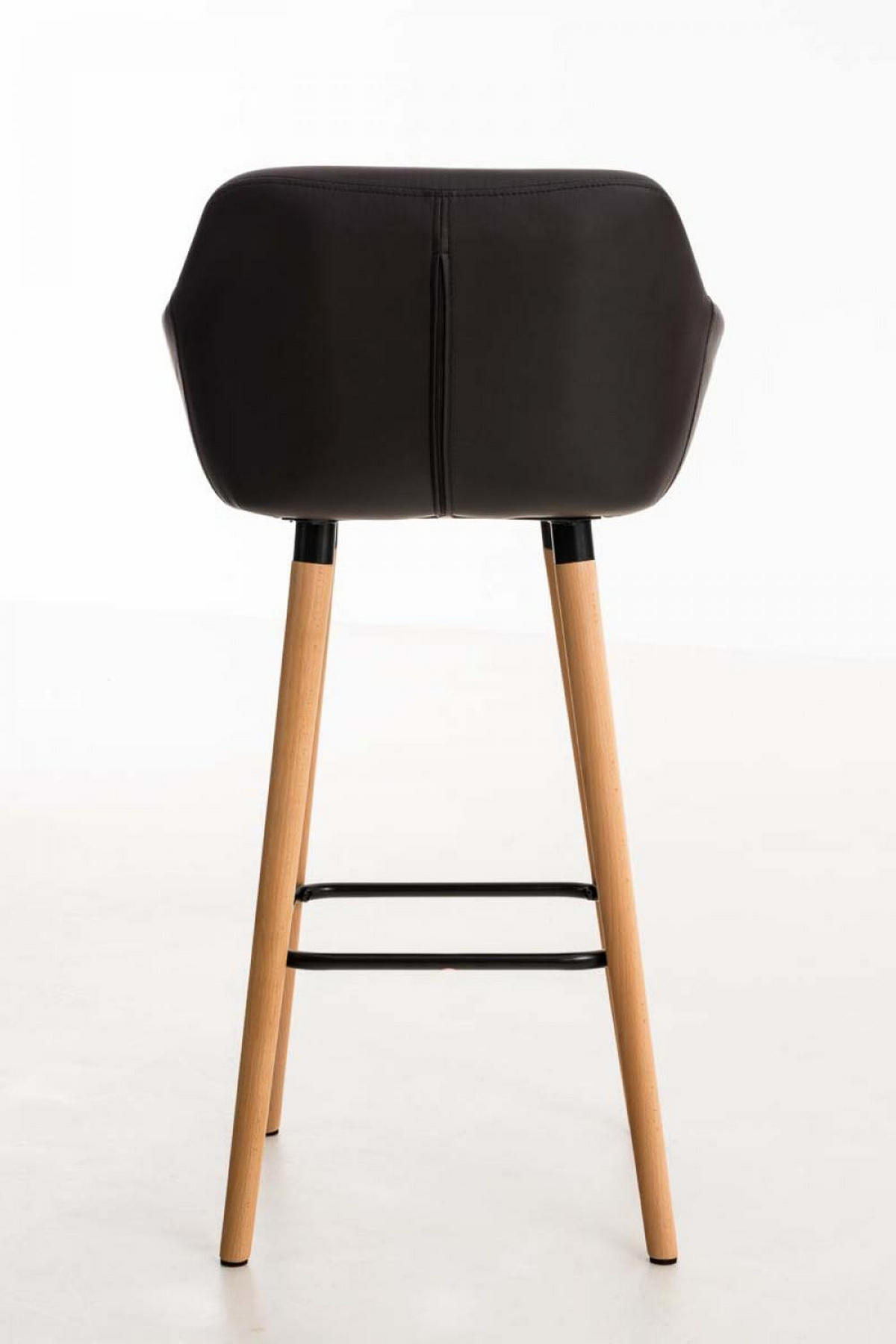 BARHOCKER Lederlook braun - Eukalyptusholzfarben/Braun, Holz/Textil (55/99/46cm) - CLP