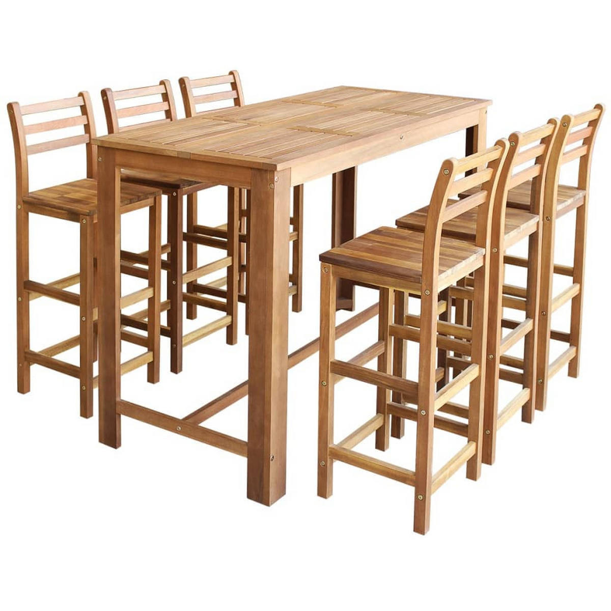 BARTISCH Und Stuhl-Set 7-teilig Akazienholz Massiv - Braun, Holz (70/105/150cm) - vidaXL