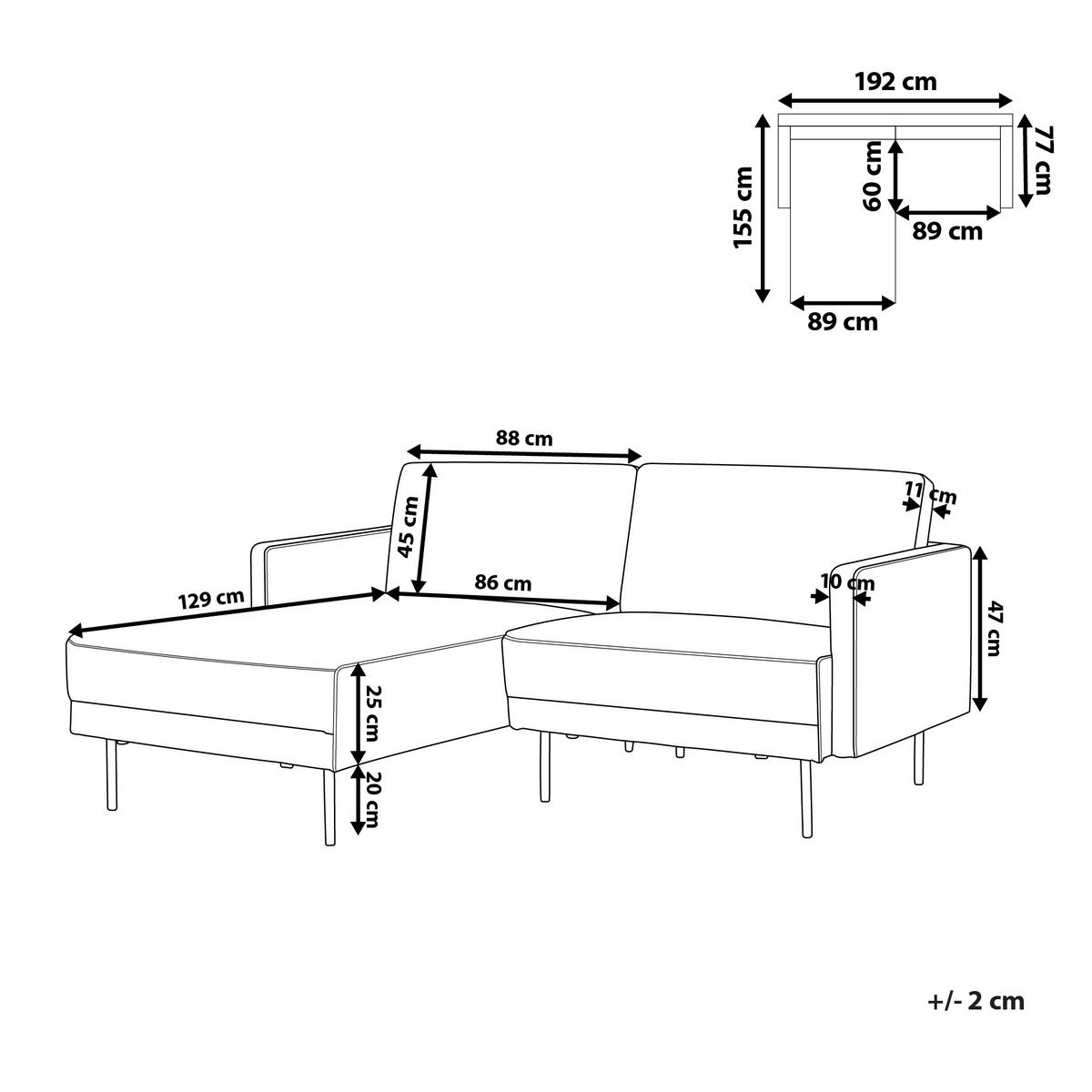 2-SITZER-ECKSOFA Polyester Grün linksseitig Breda - Dunkelgrün, Textil (192/155cm) - Beliani