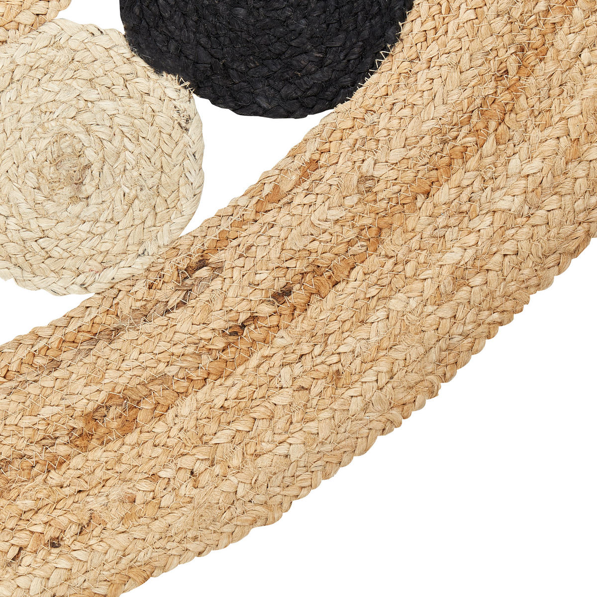 TEPPICH geflochten Hovit 140/140 cm - Beige, Naturmaterialien (140/140cm) - Beliani