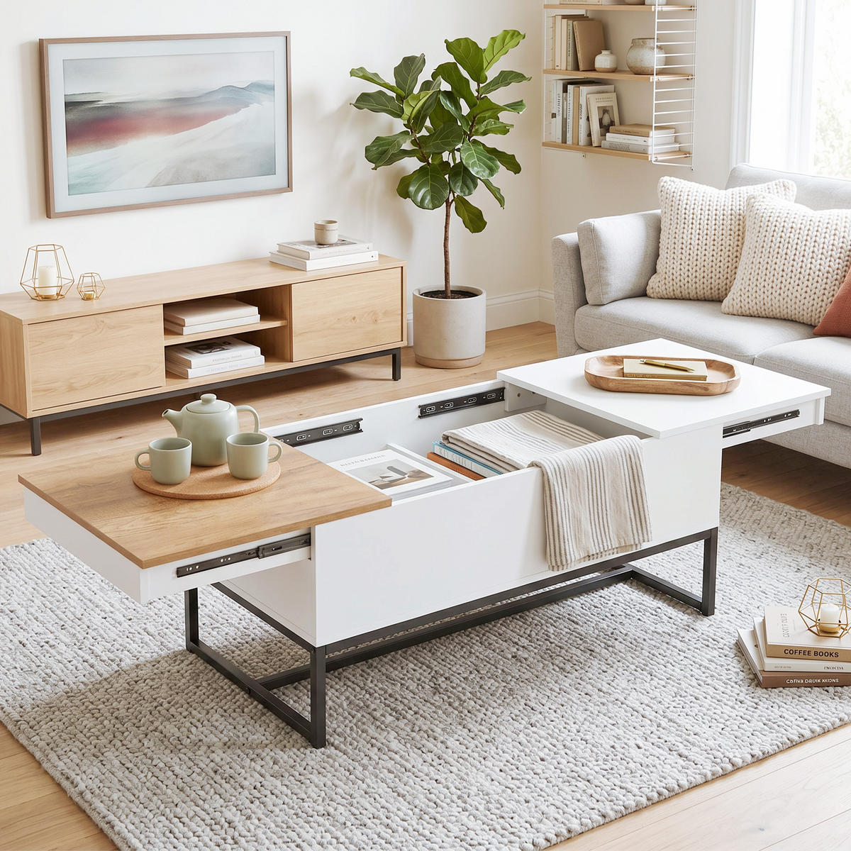 COUCHTISCH PANG-V7R3K9 Weiß - Weiß, Metall (100/50/45cm) - PANGIVO